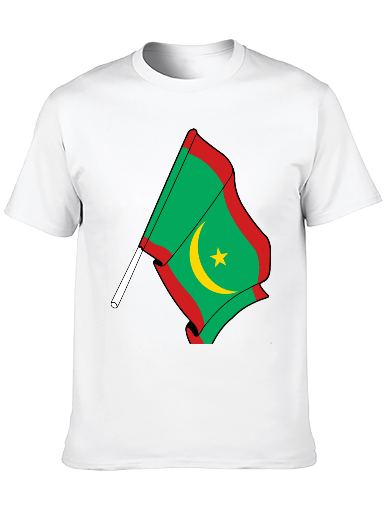 Mauritania Flag Graphic Tee - Black Cotton Shirt
