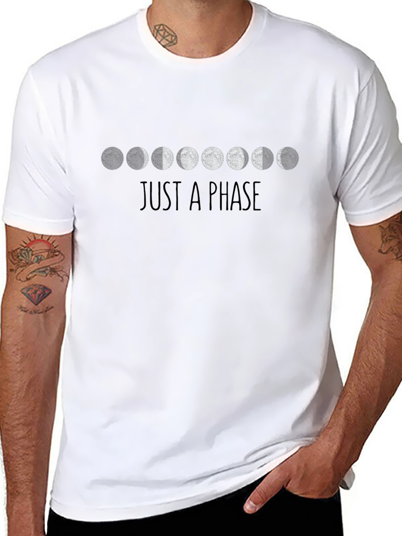 Just A Phase Moon Graphic T-Shirt - Black