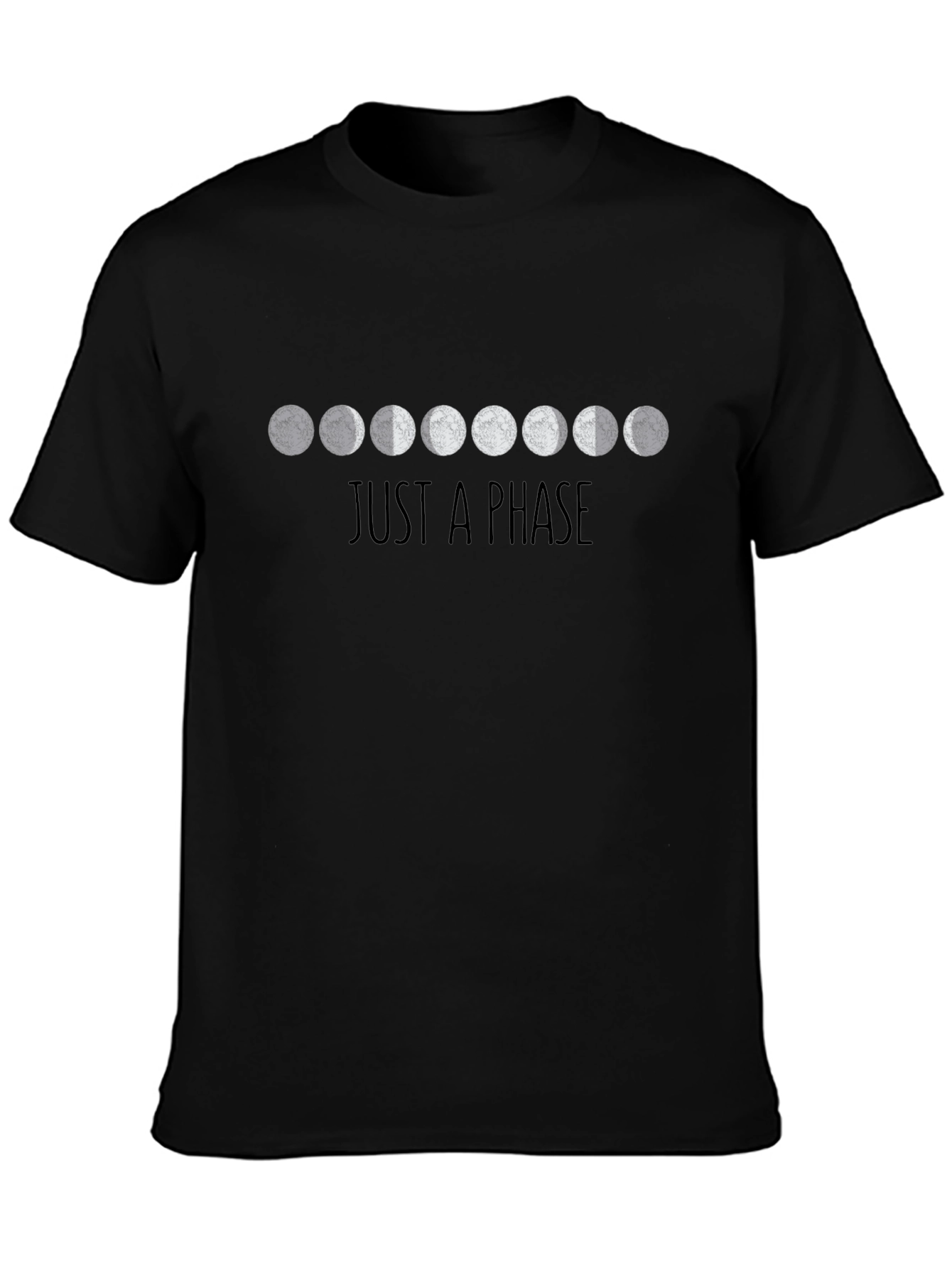 Just A Phase Moon Graphic T-Shirt - Black