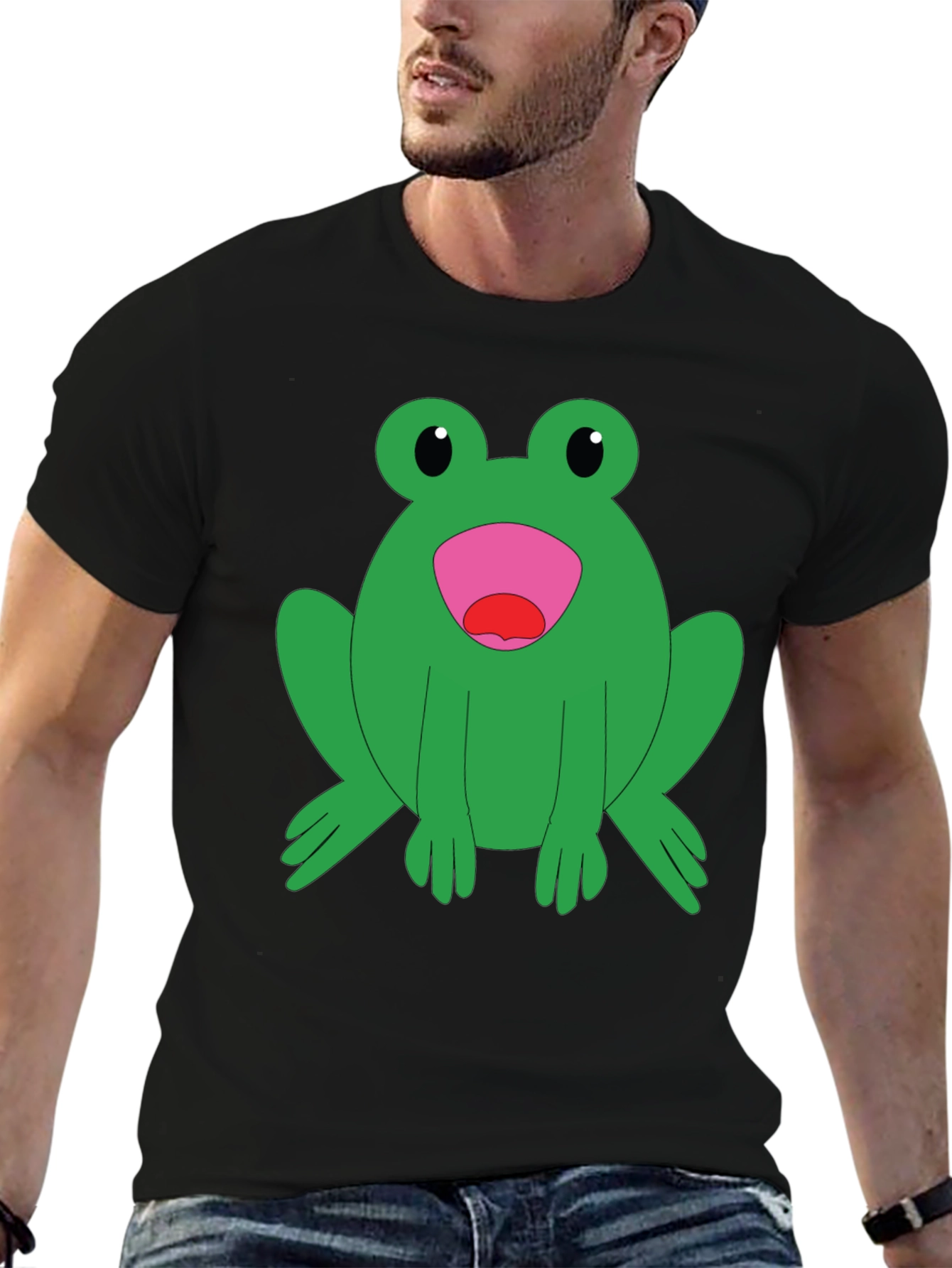 Frog Graphic T-Shirt - Black Cotton Tee