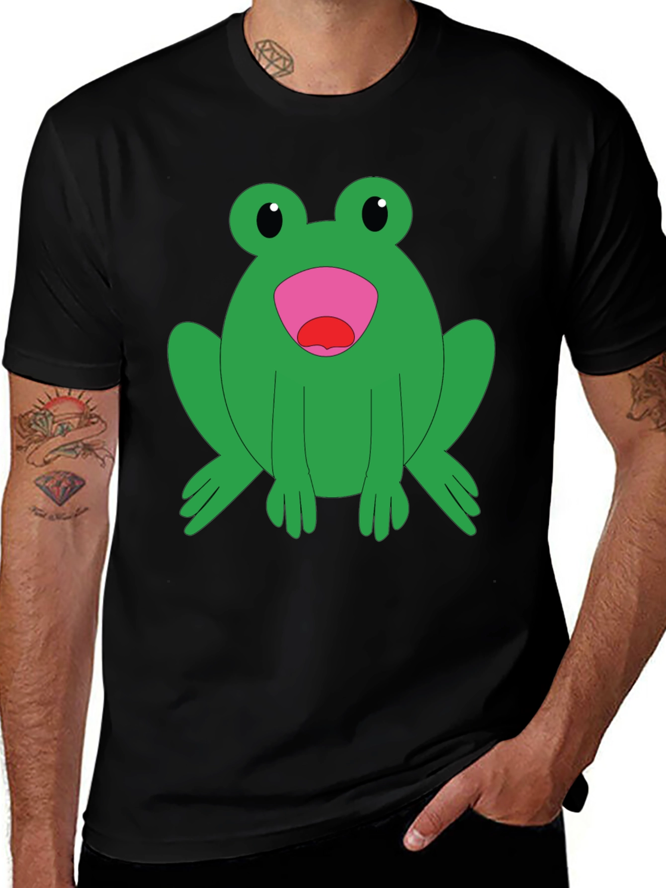Frog Graphic T-Shirt - Black Cotton Tee