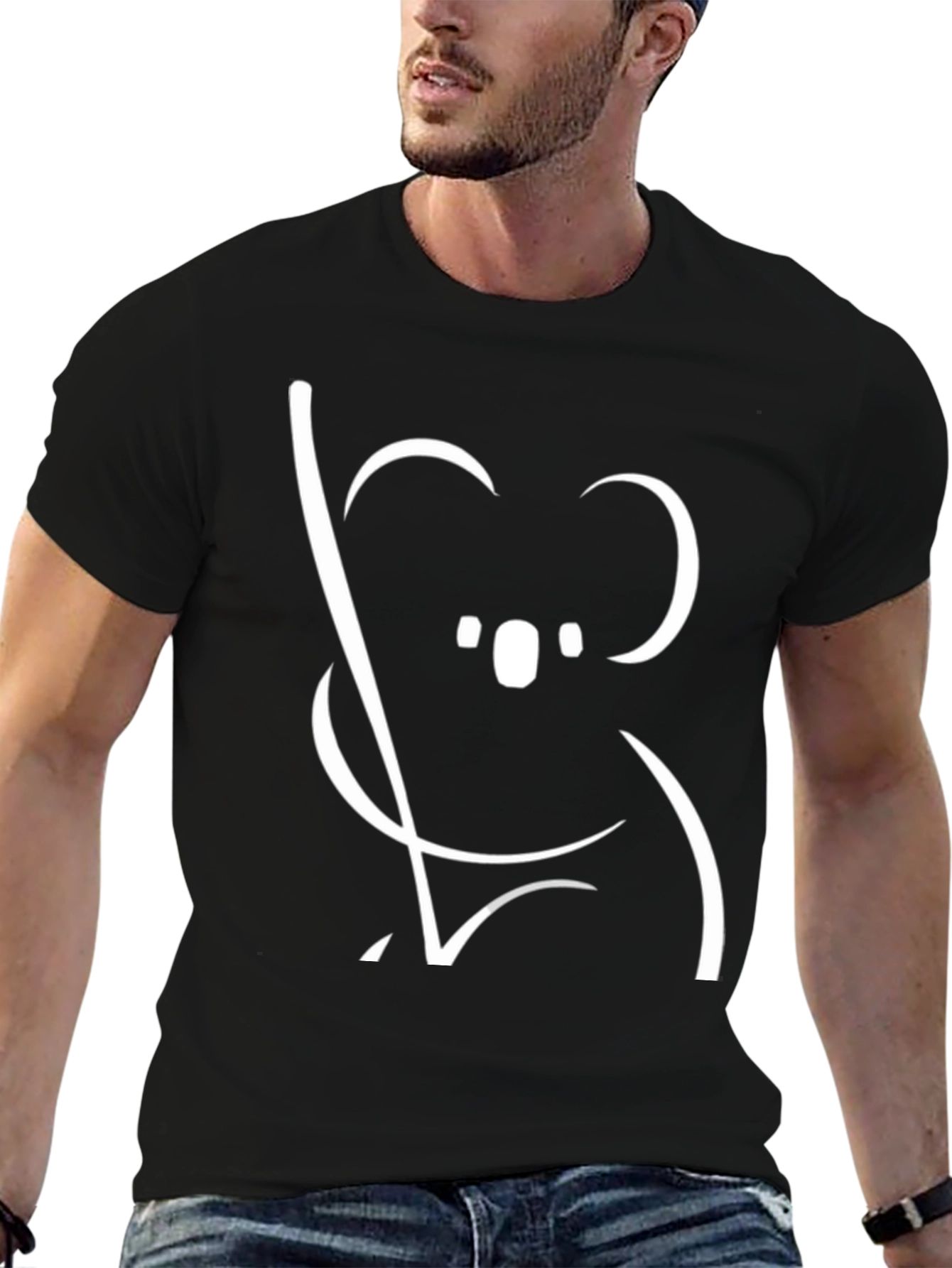 Koala Graphic Tee - Black Cotton T-Shirt