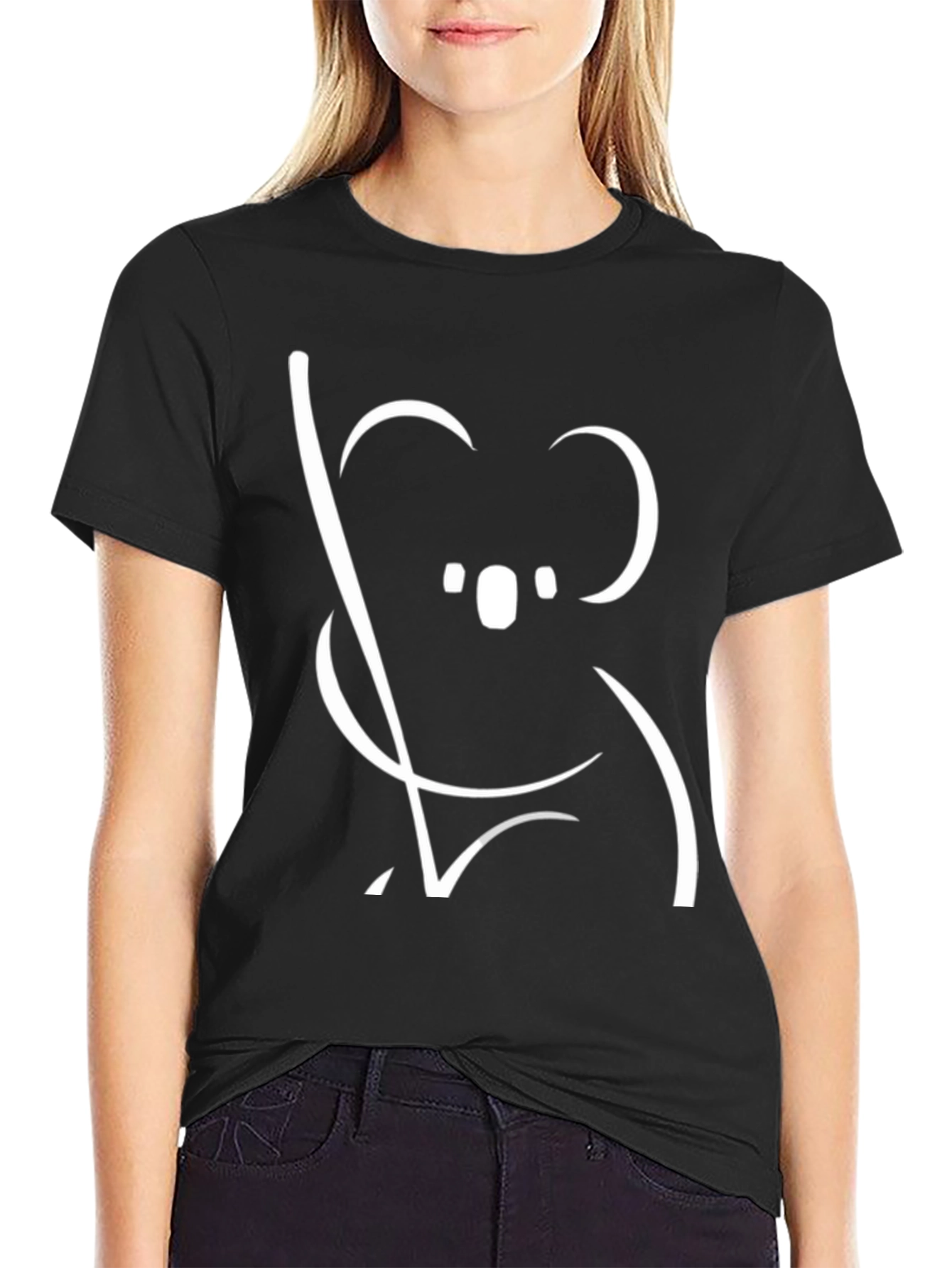 Koala Graphic Tee - Black Cotton T-Shirt