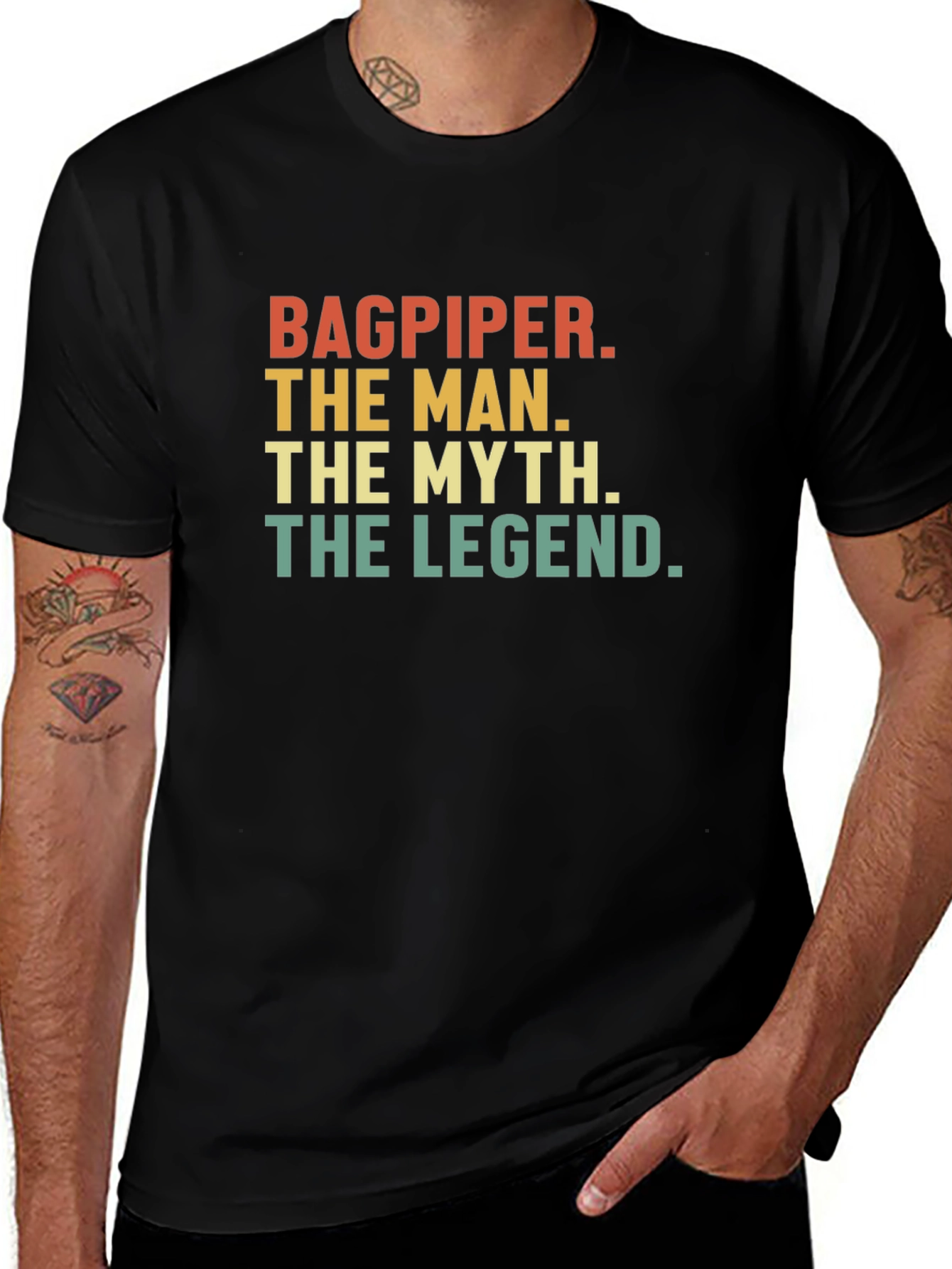 Bagpiper The Man The Myth The Legend Black T-Shirt