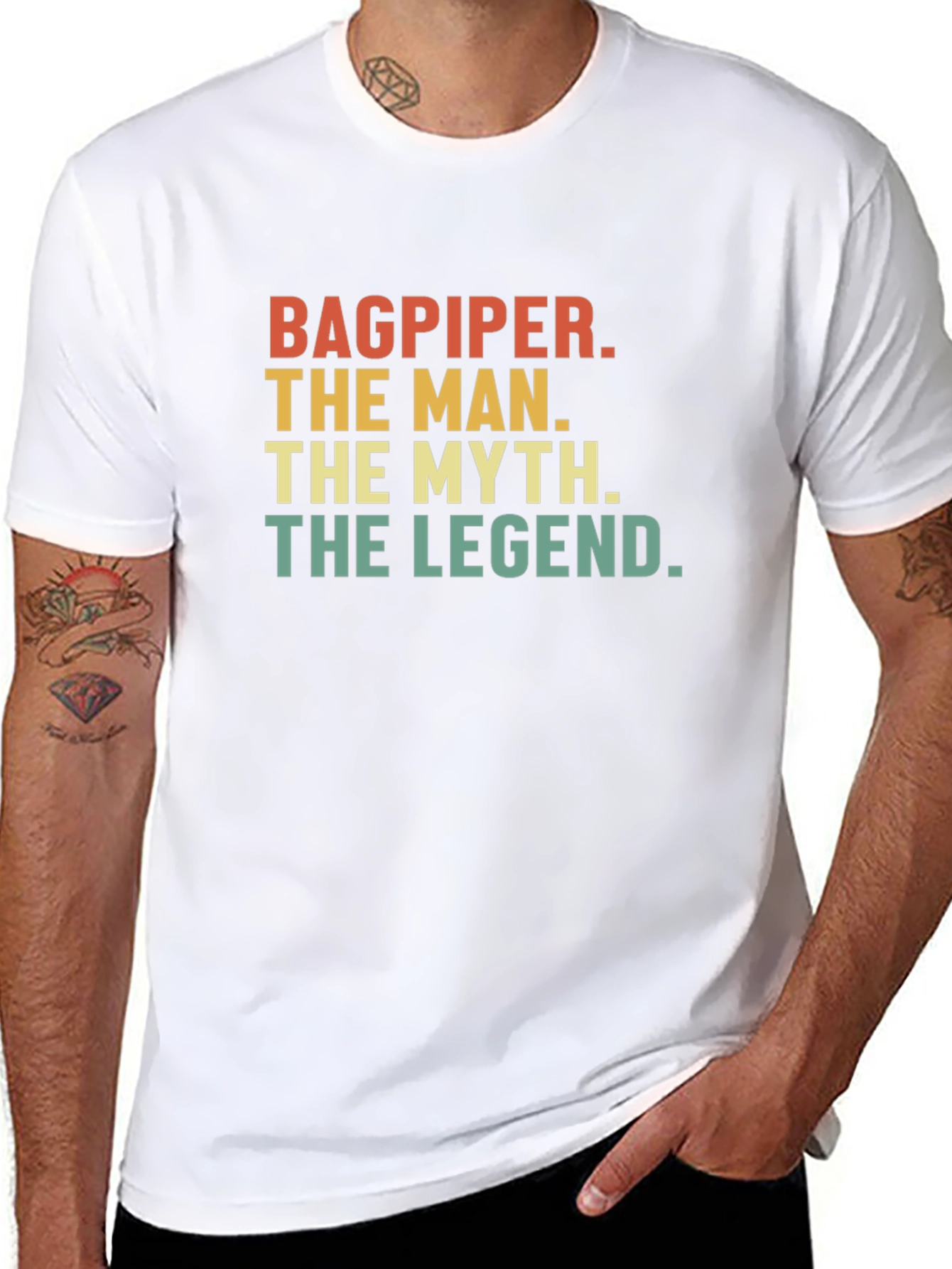Bagpiper The Man The Myth The Legend Black T-Shirt