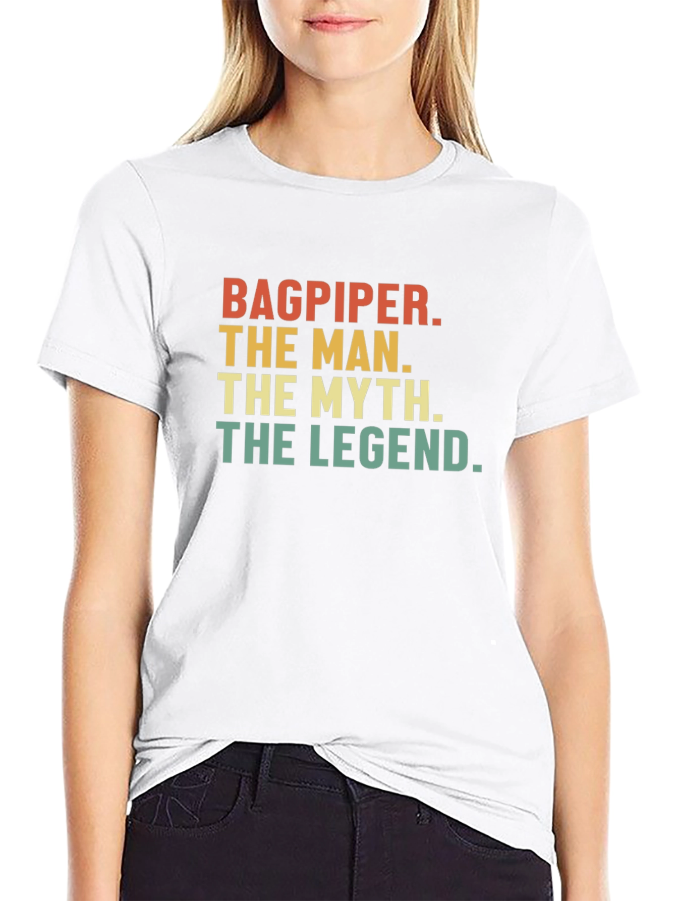 Bagpiper The Man The Myth The Legend Black T-Shirt