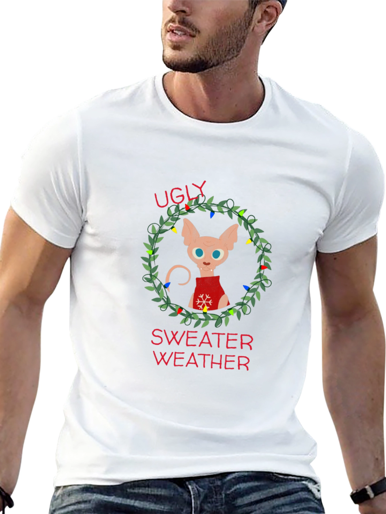 Ugly Sweater Weather Cat T-Shirt