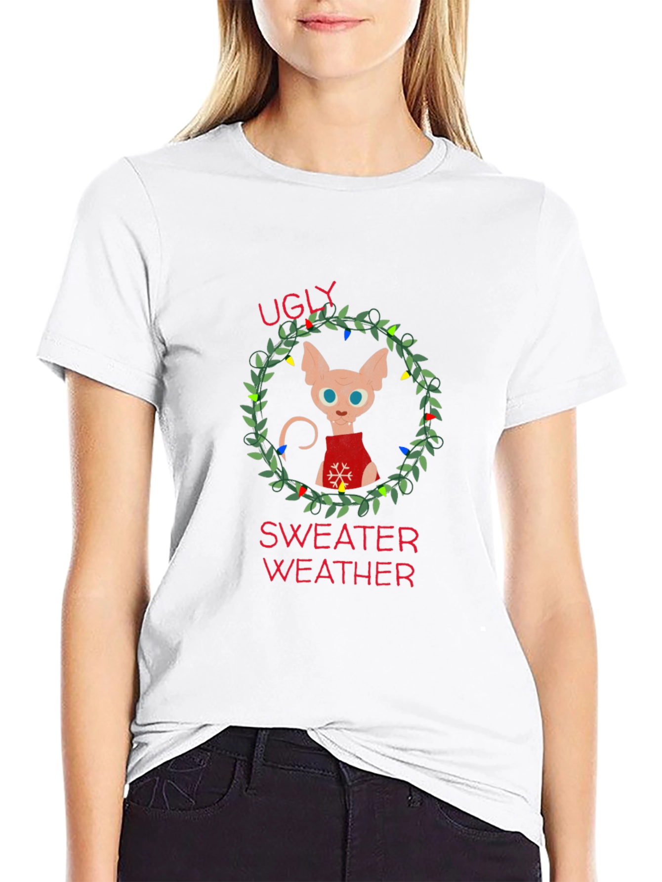 Ugly Sweater Weather Cat T-Shirt