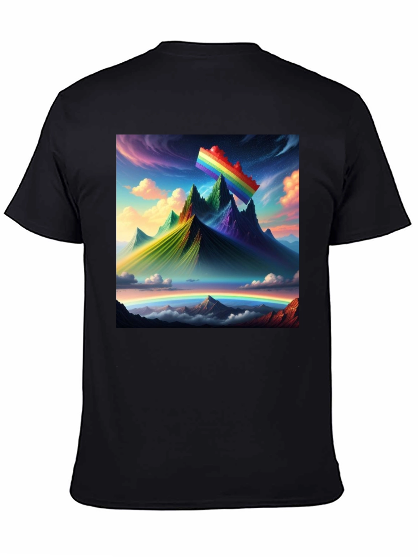 Rainbow Landscape Graphic Tee - Artistic Mountain Design