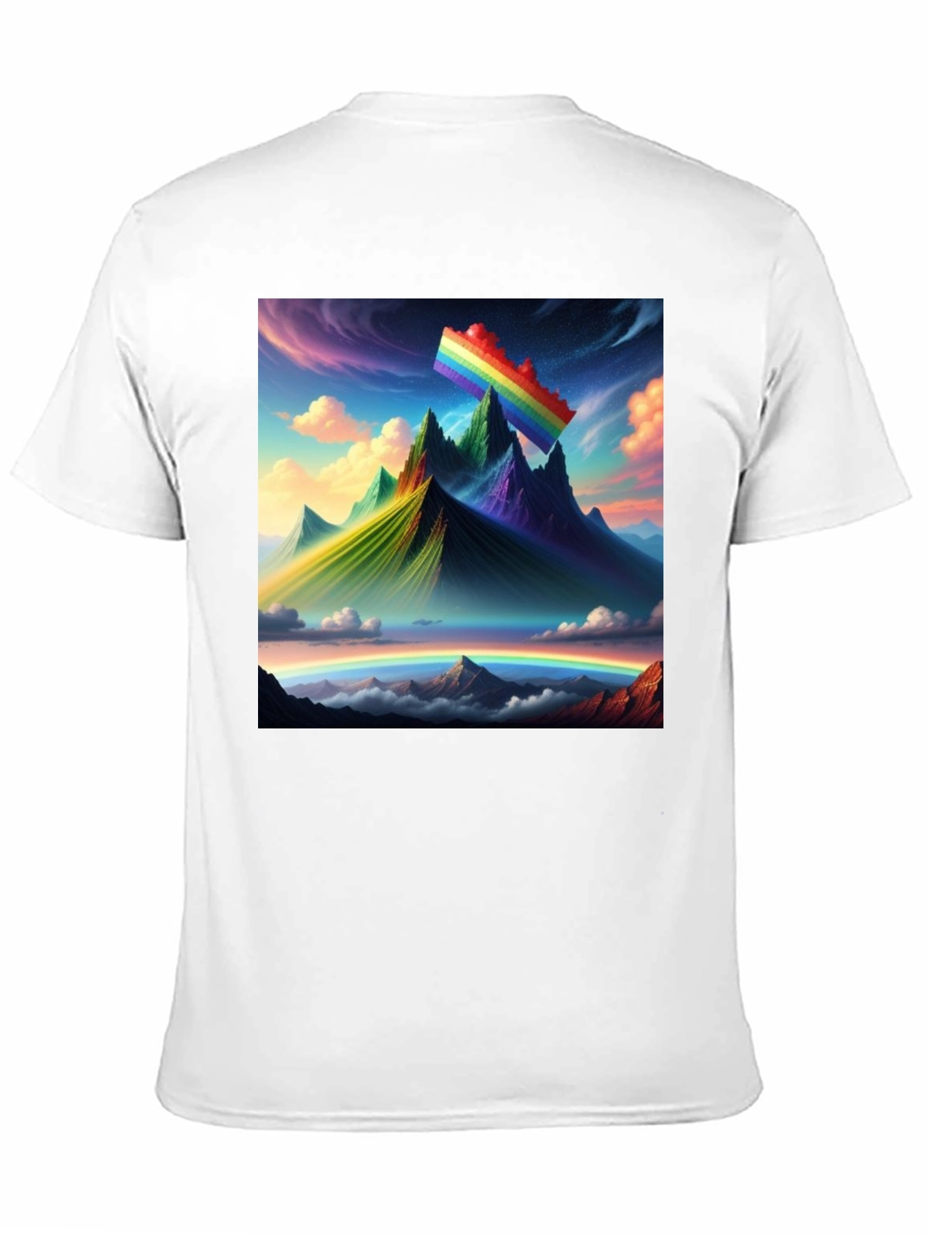 Rainbow Landscape Graphic Tee - Artistic Mountain Design