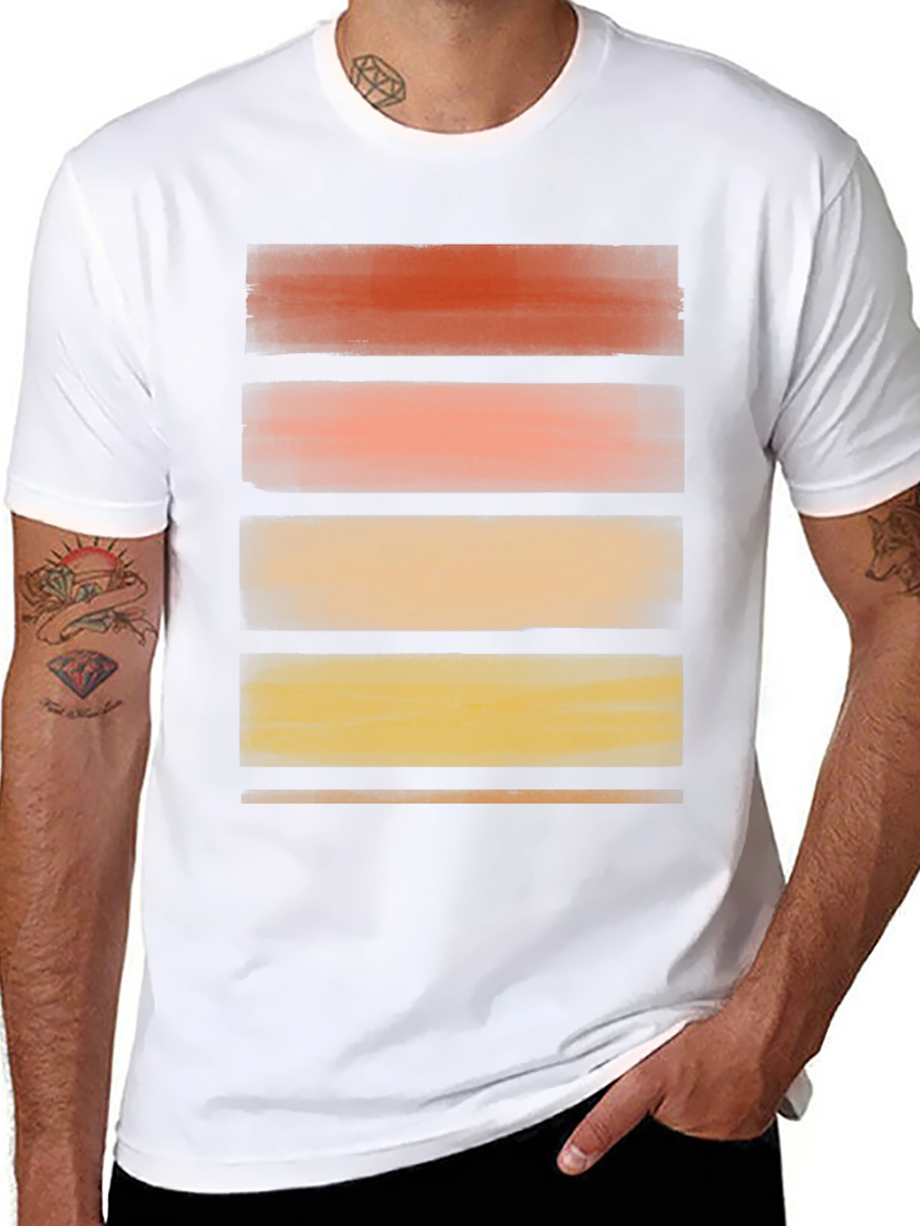 Abstract Striped Graphic Black T-Shirt