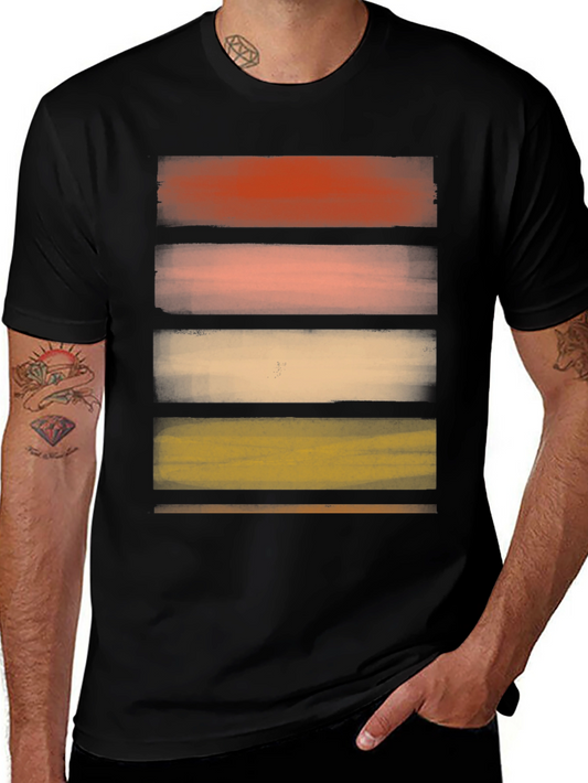 Abstract Striped Graphic Black T-Shirt