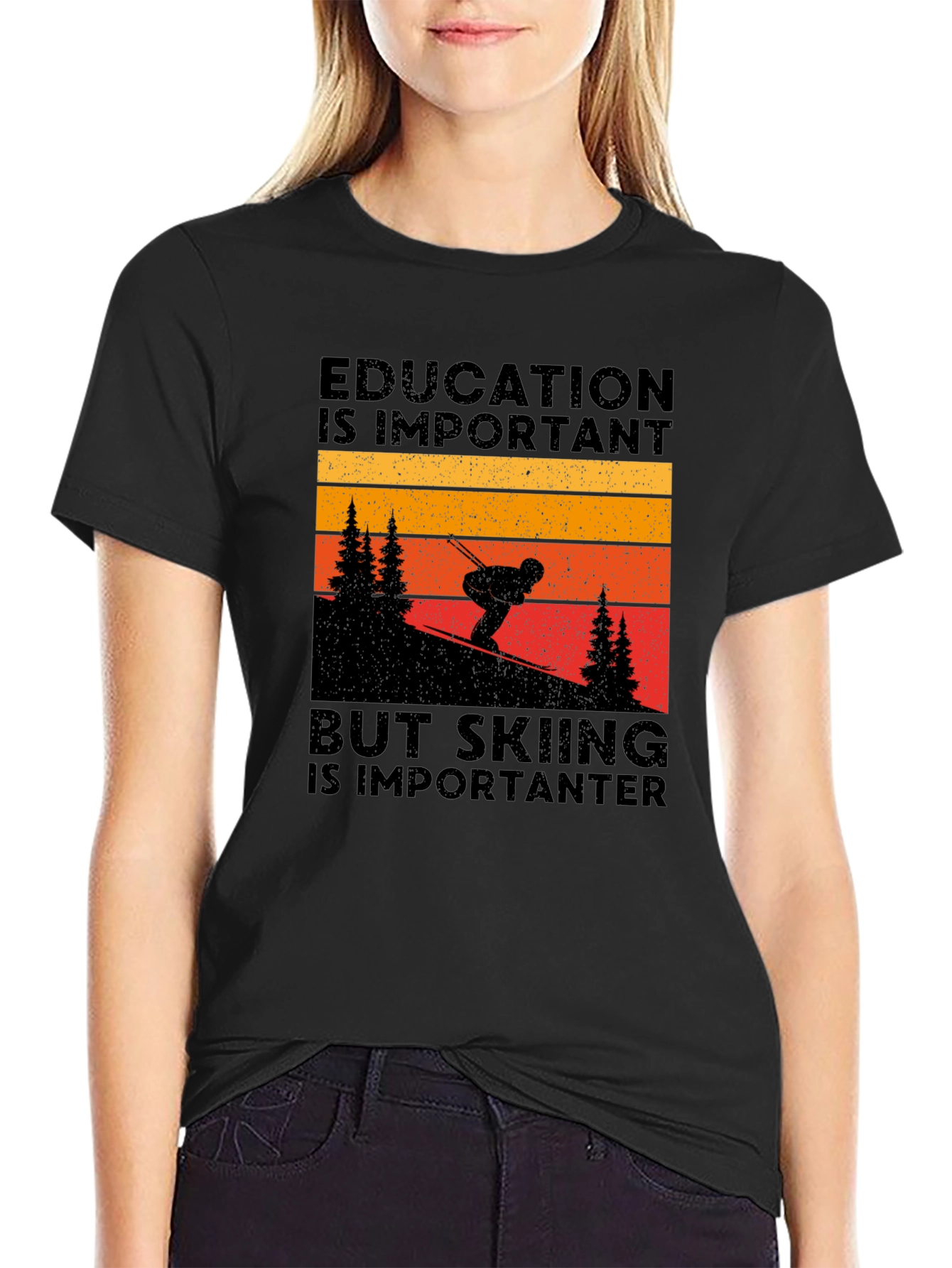 Skiing is Importanter Graphic Tee