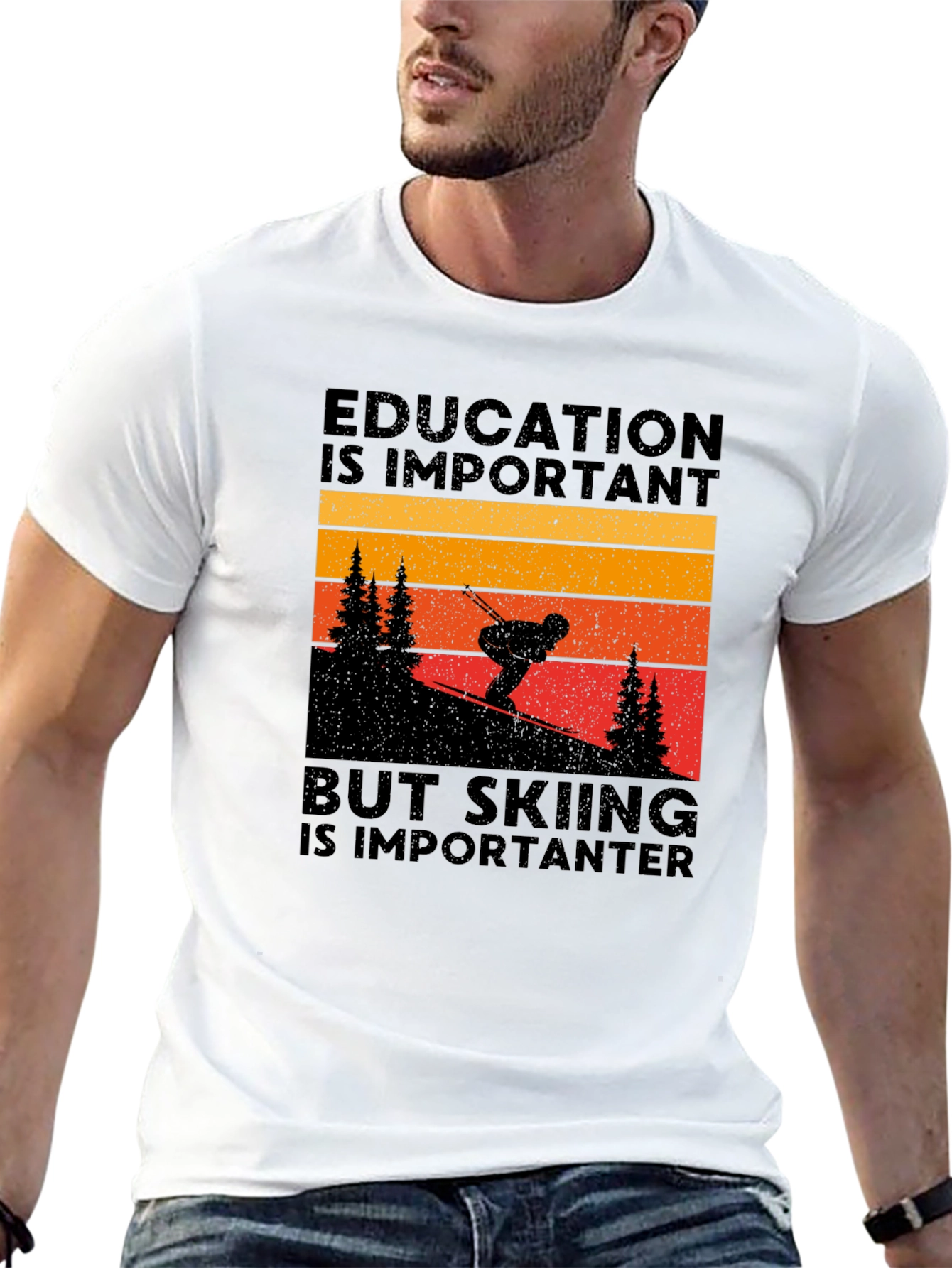 Skiing is Importanter Graphic Tee