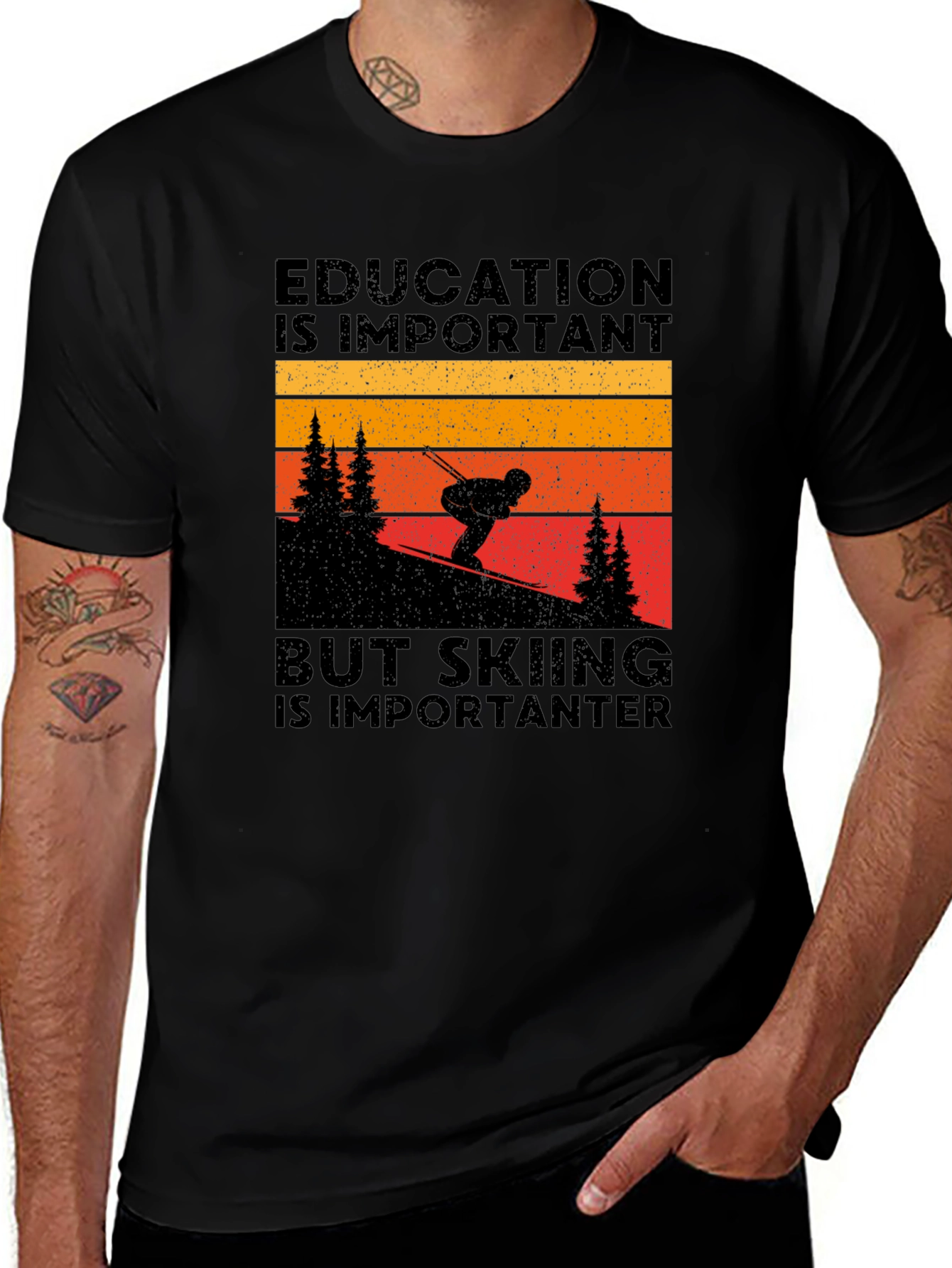 Skiing is Importanter Graphic Tee