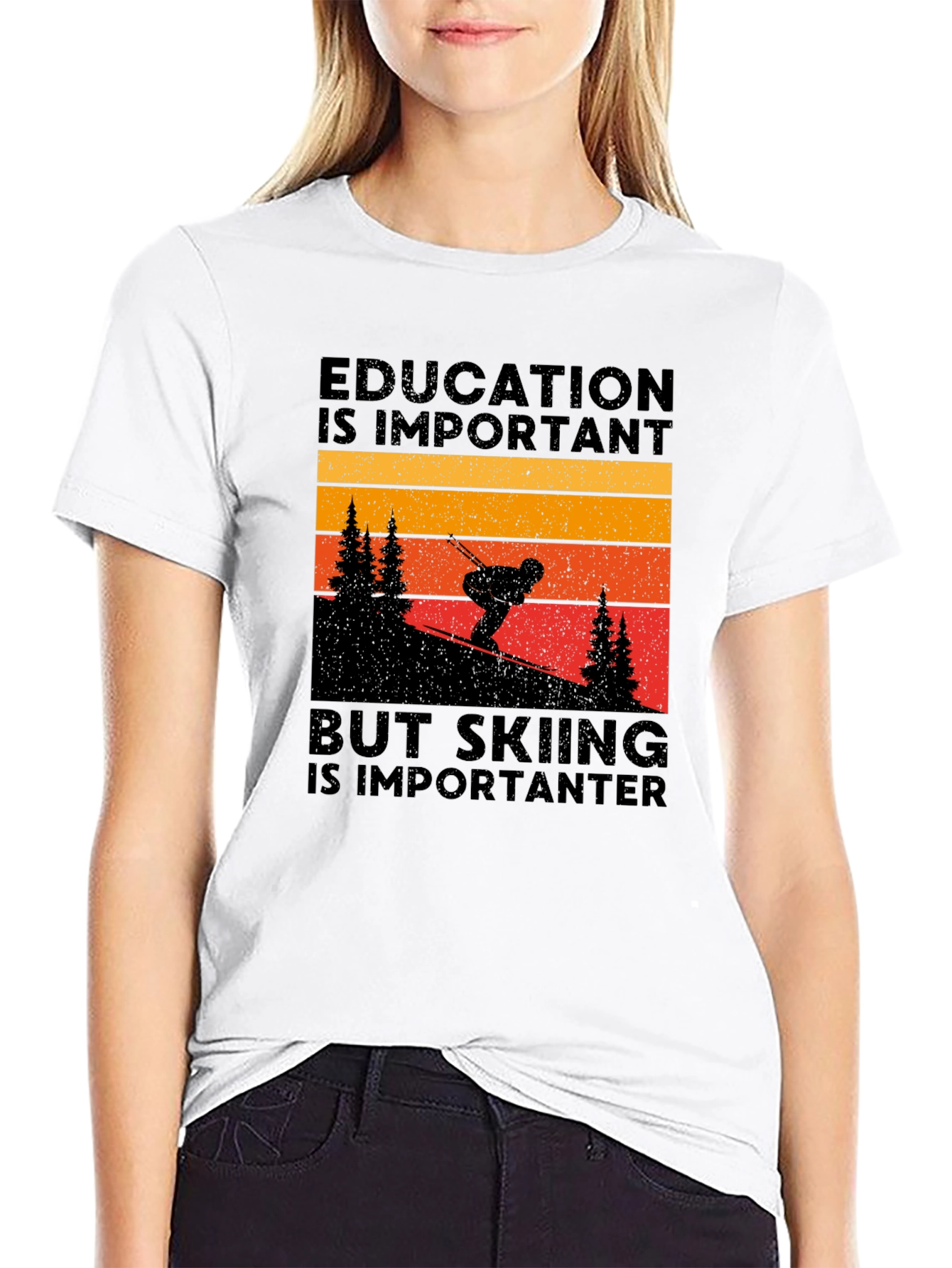 Skiing is Importanter Graphic Tee