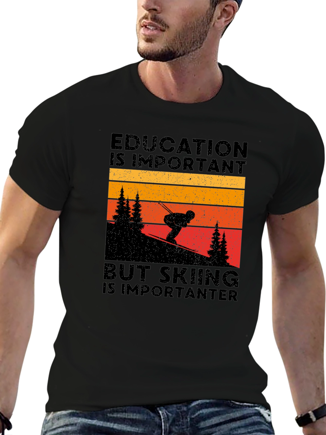 Skiing is Importanter Graphic Tee
