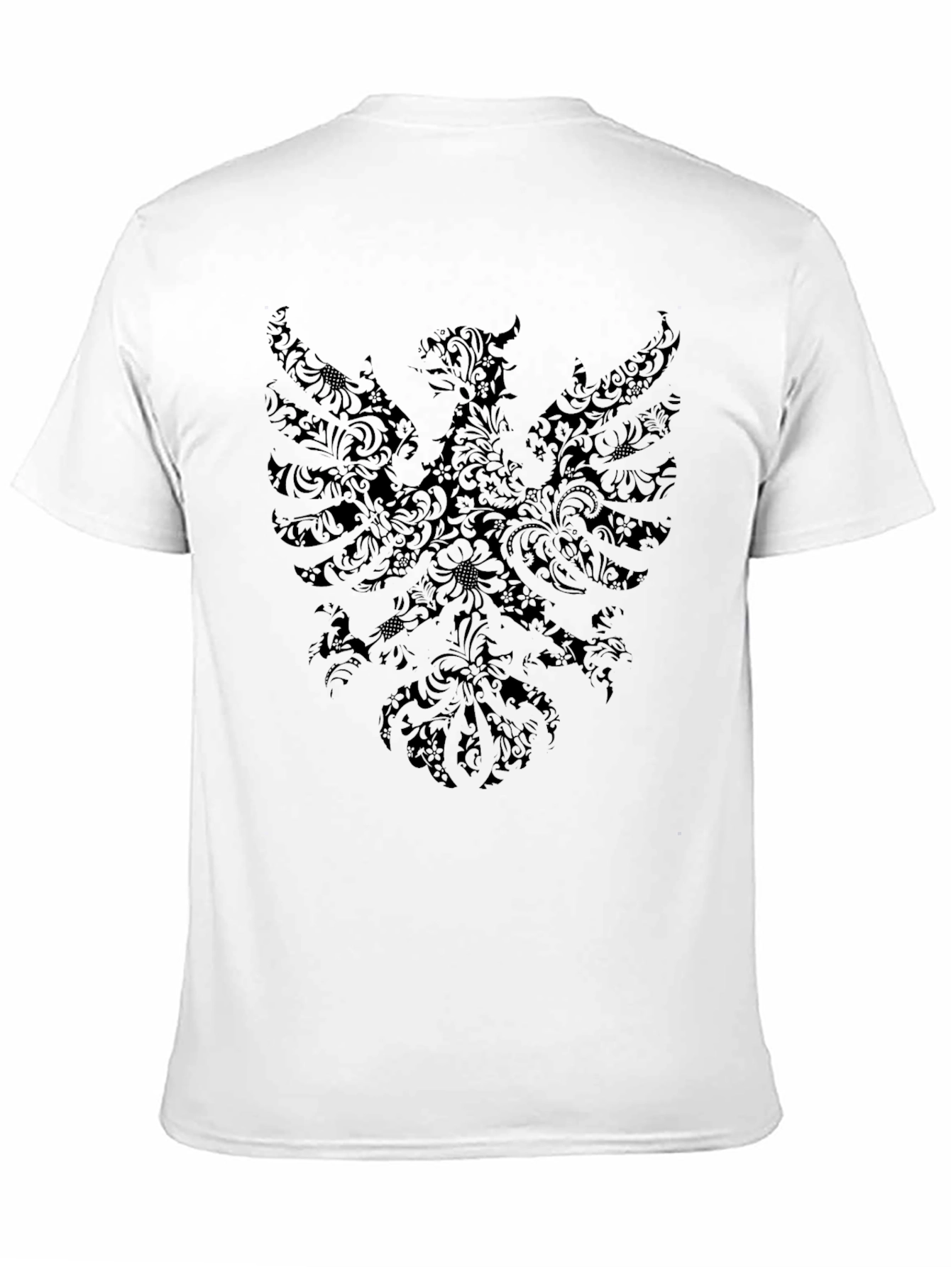 Mens Black T-Shirt with Ornate Eagle Design