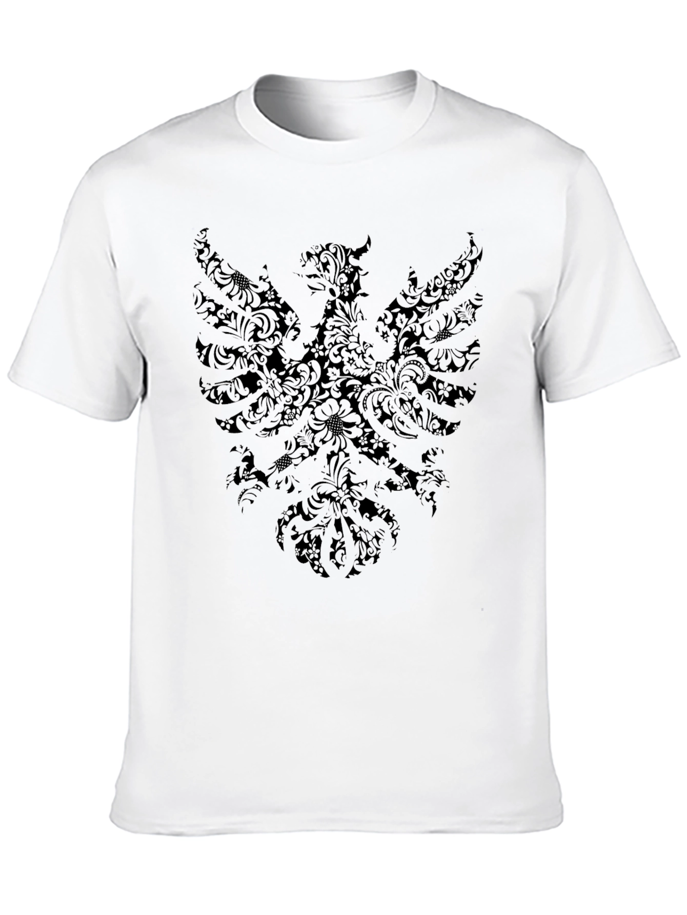 Mens Black T-Shirt with Ornate Eagle Design
