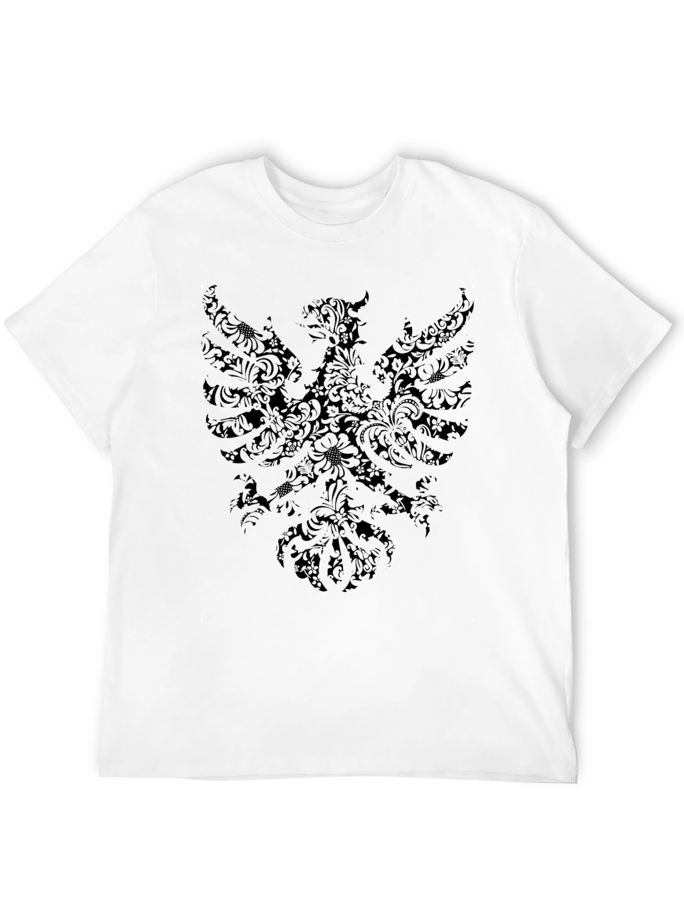 Mens Black T-Shirt with Ornate Eagle Design