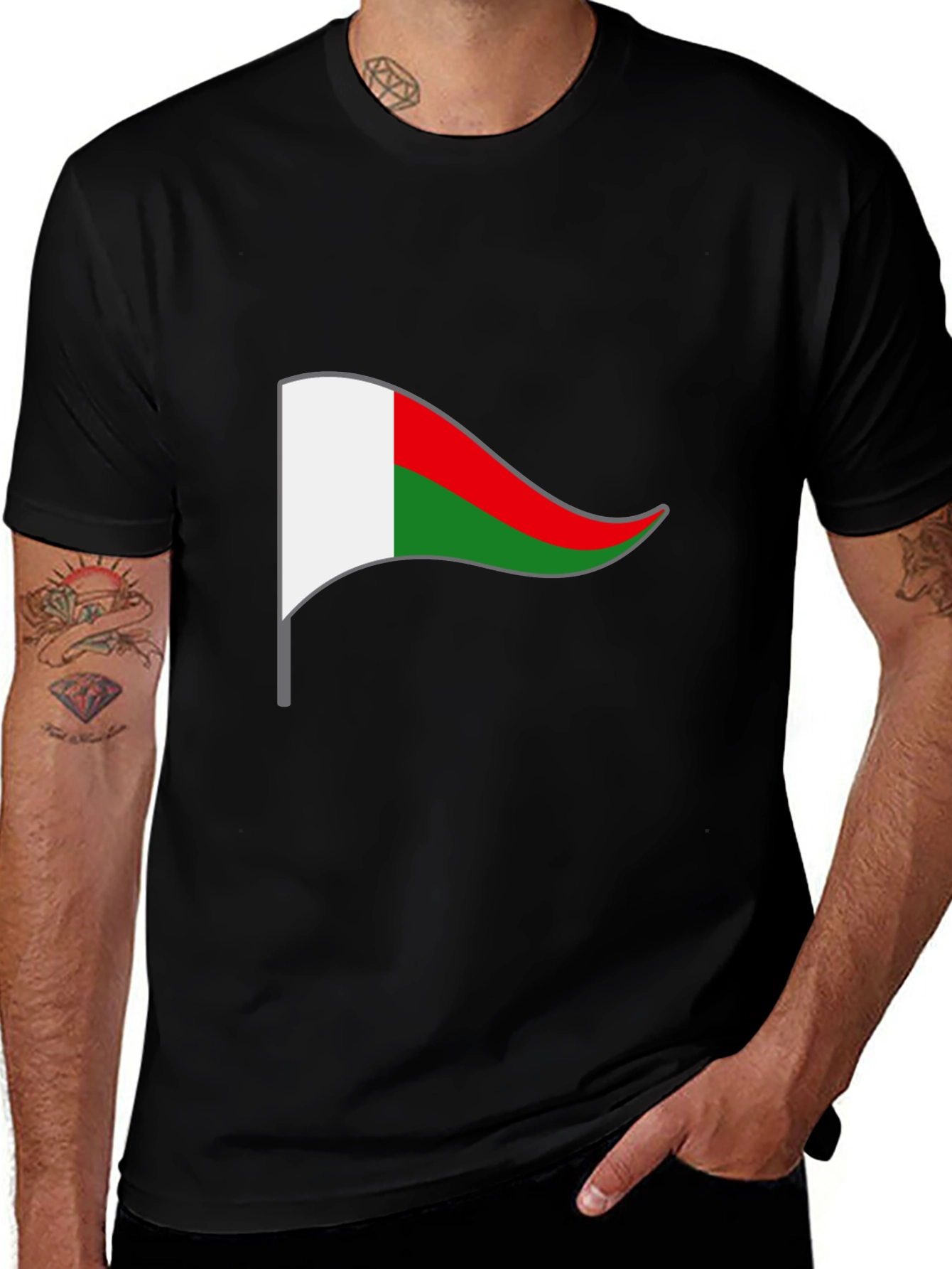 Madagascar Flag T-Shirt - Black Cotton Tee