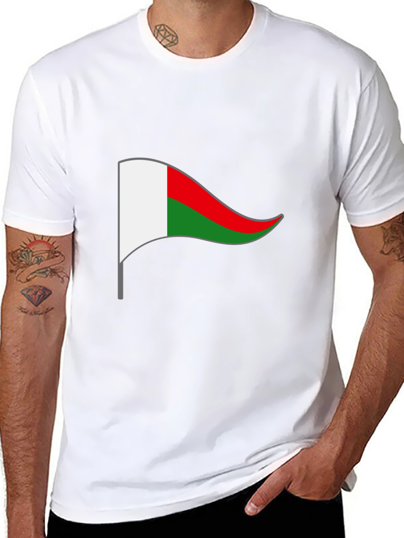 Madagascar Flag T-Shirt - Black Cotton Tee