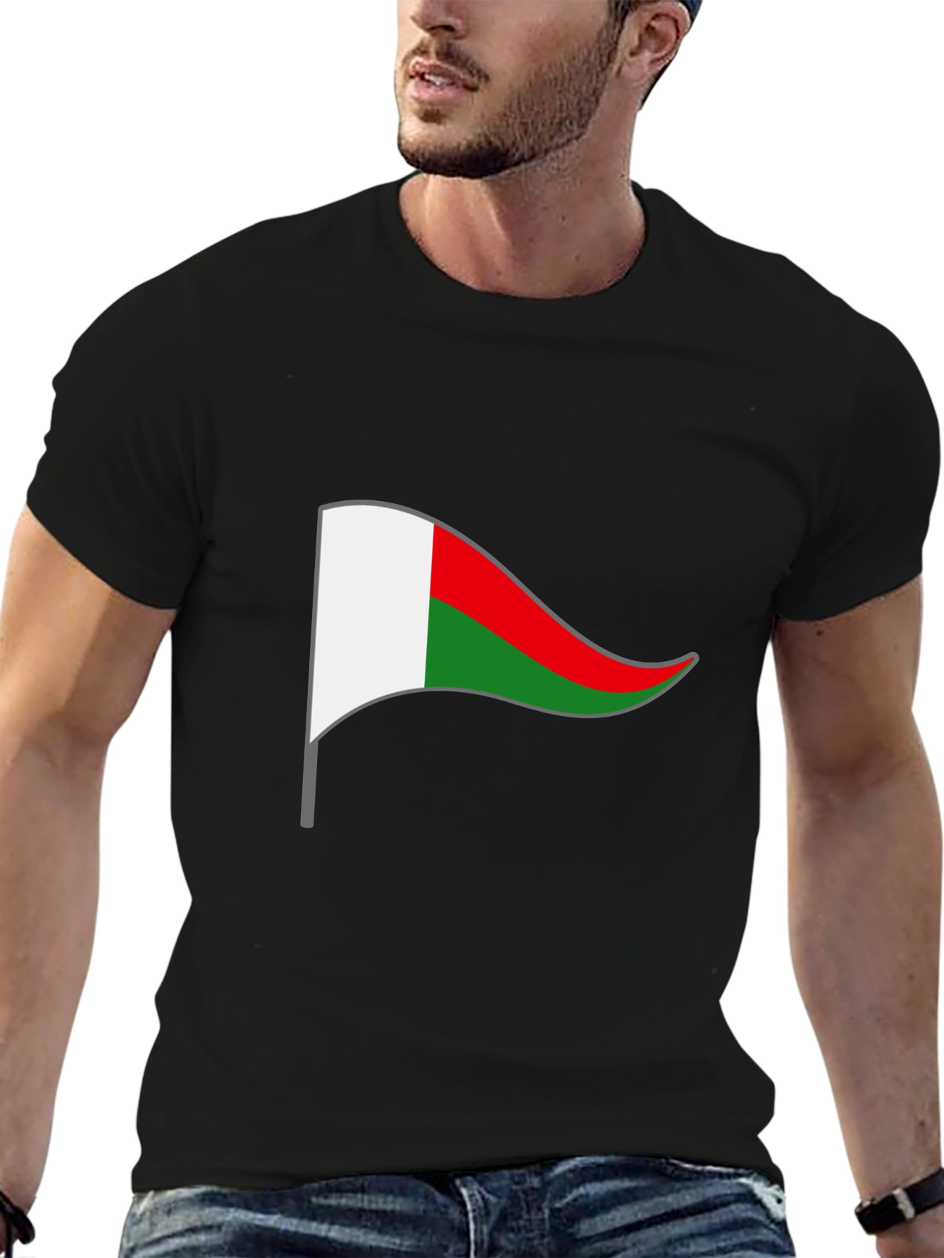 Madagascar Flag T-Shirt - Black Cotton Tee