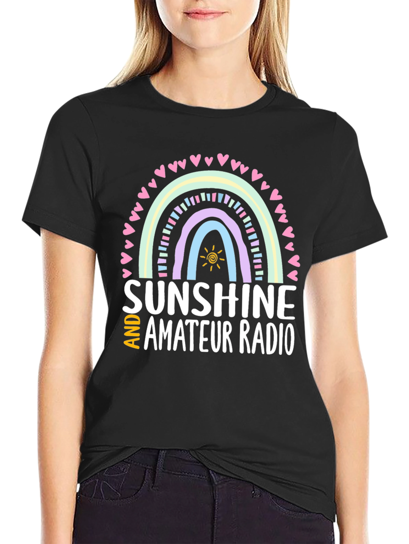 Sunshine and Amateur Radio Black Graphic Tee