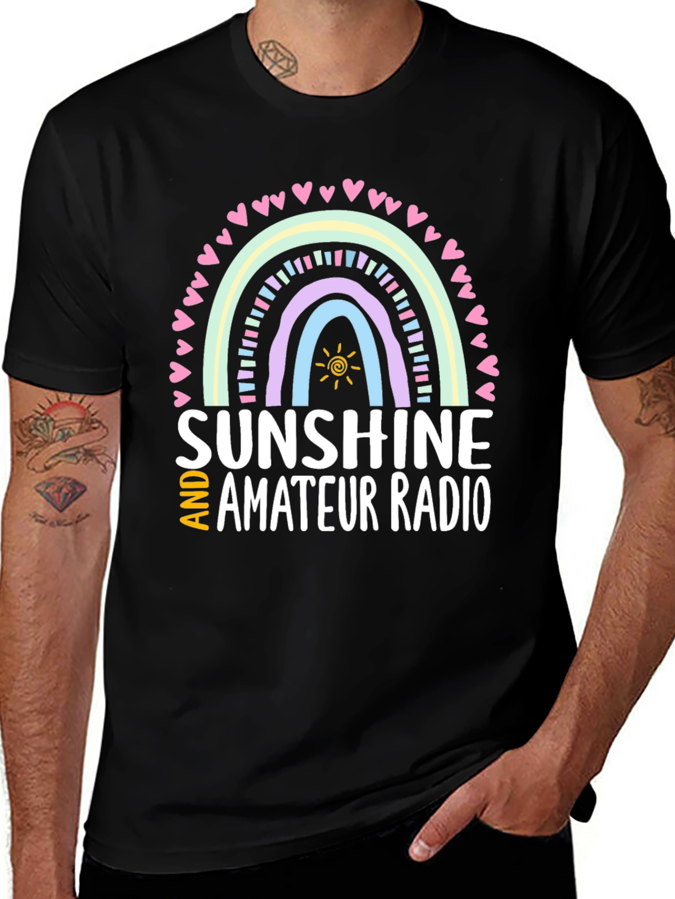 Sunshine and Amateur Radio Black Graphic Tee
