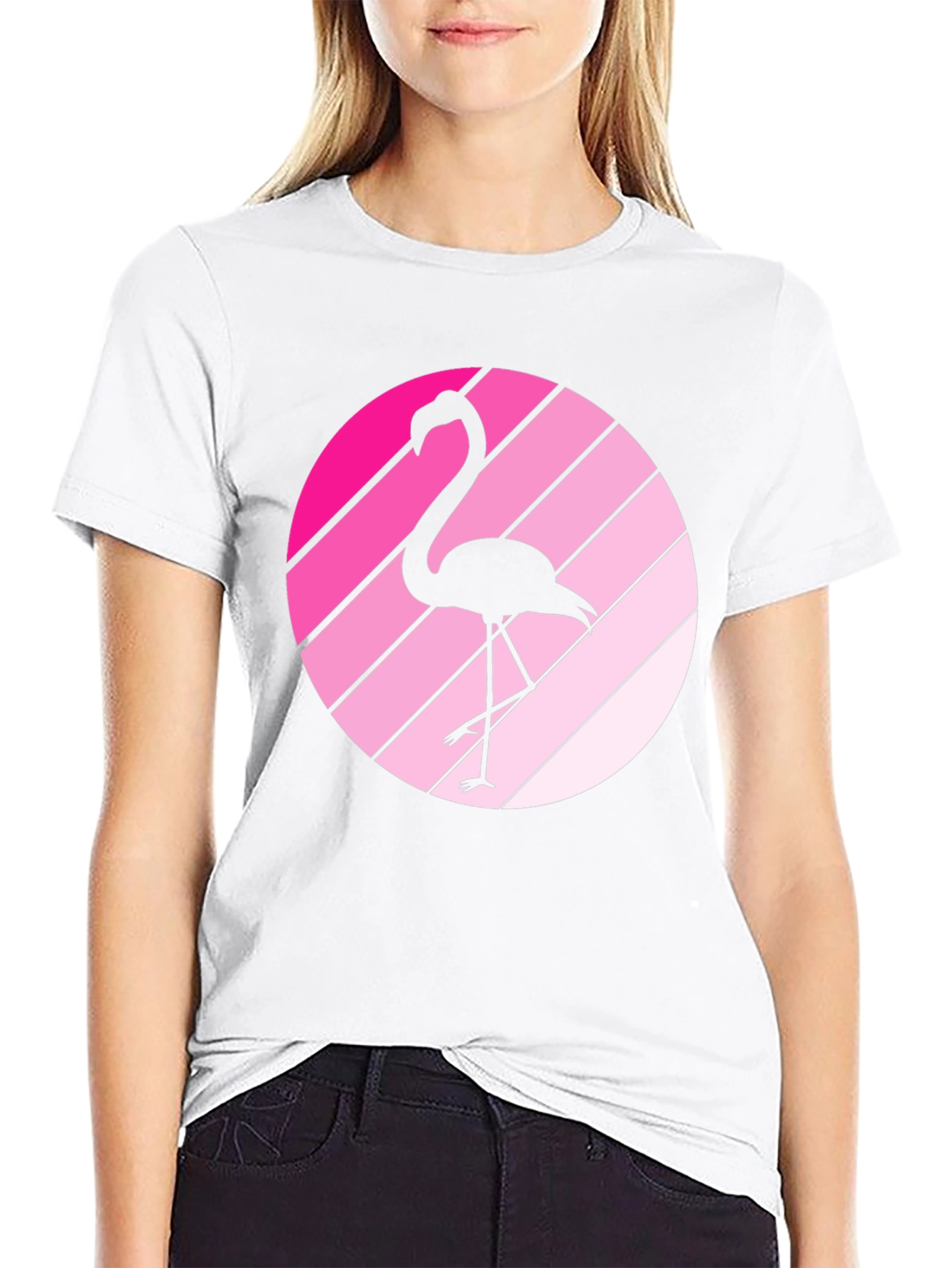 Flamingo Sunset Black Graphic Tee