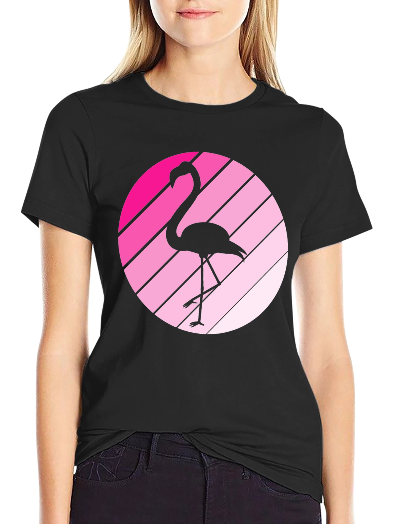 Flamingo Sunset Black Graphic Tee