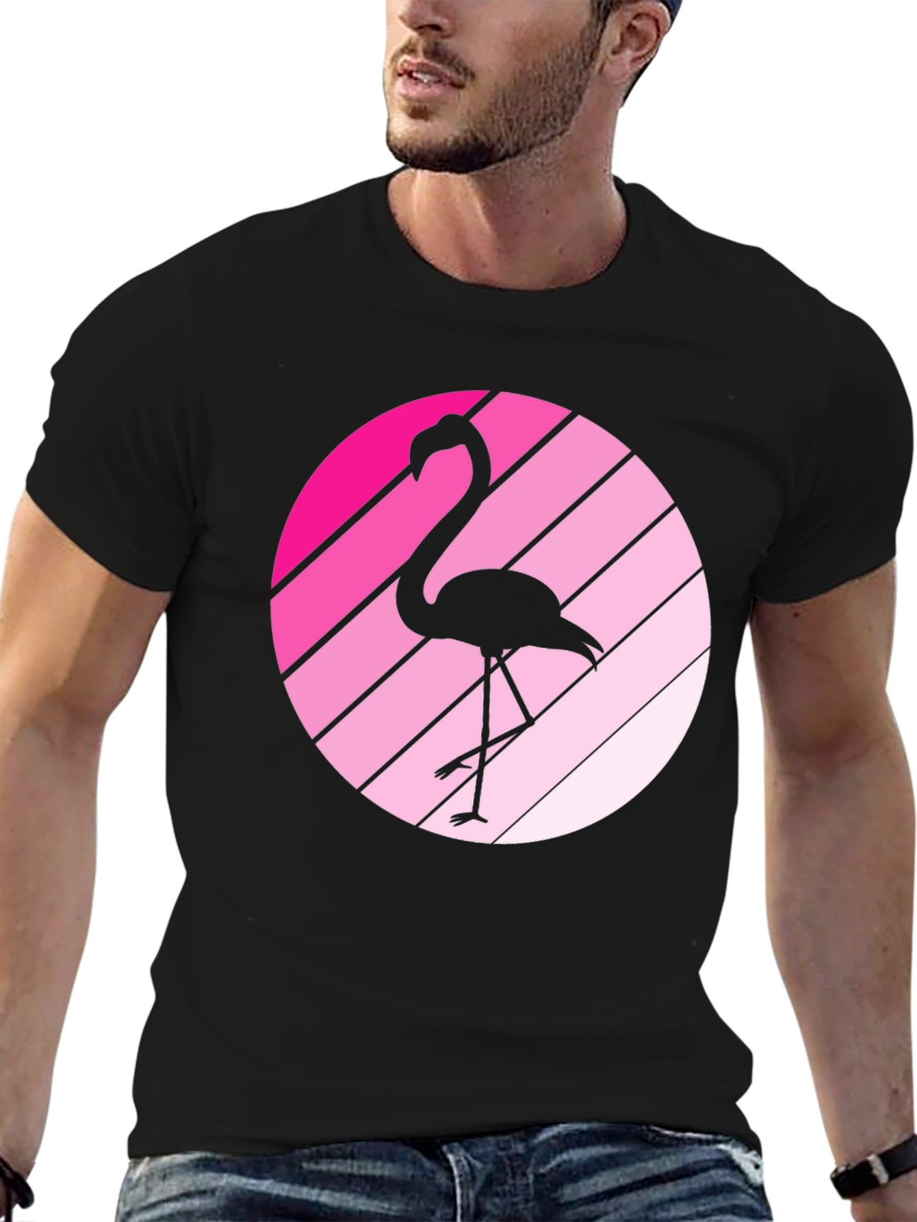 Flamingo Sunset Black Graphic Tee