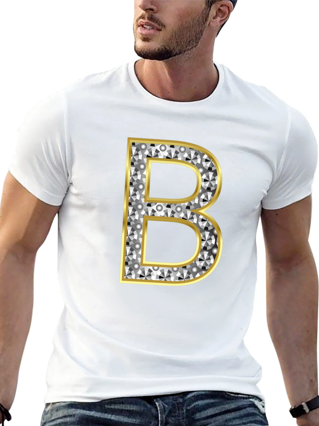 Diamond Initial B Graphic Tee - Black