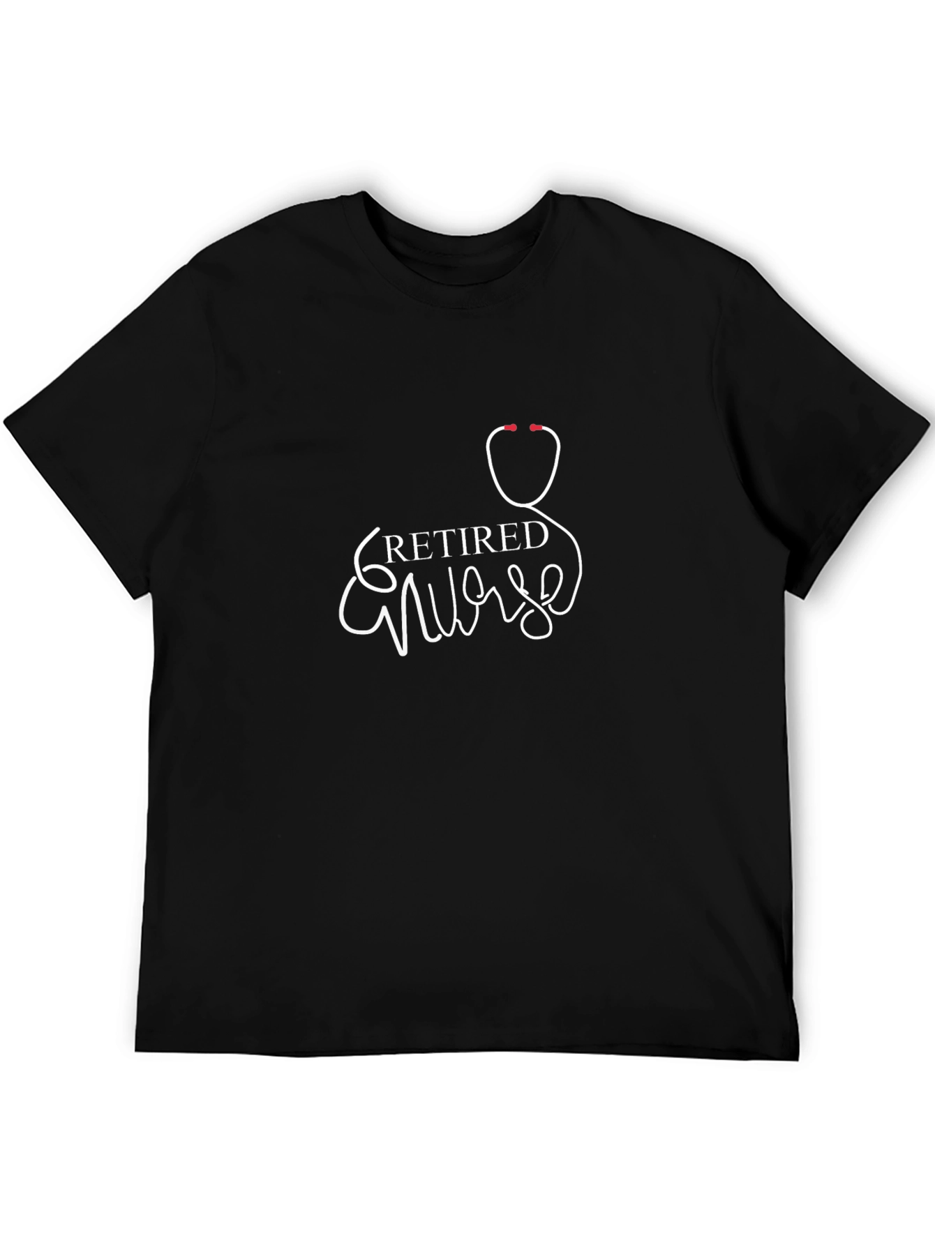 Retired Nurse Stethoscope Graphic Tee - Black