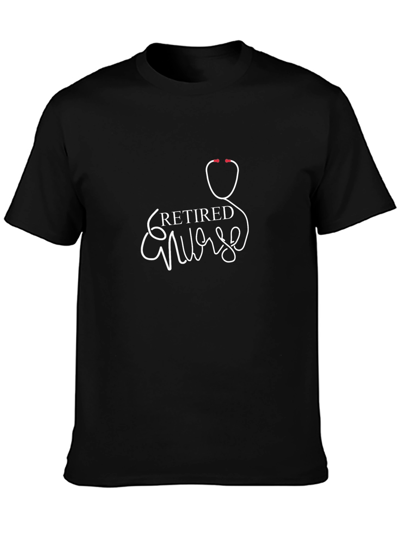 Retired Nurse Stethoscope Graphic Tee - Black