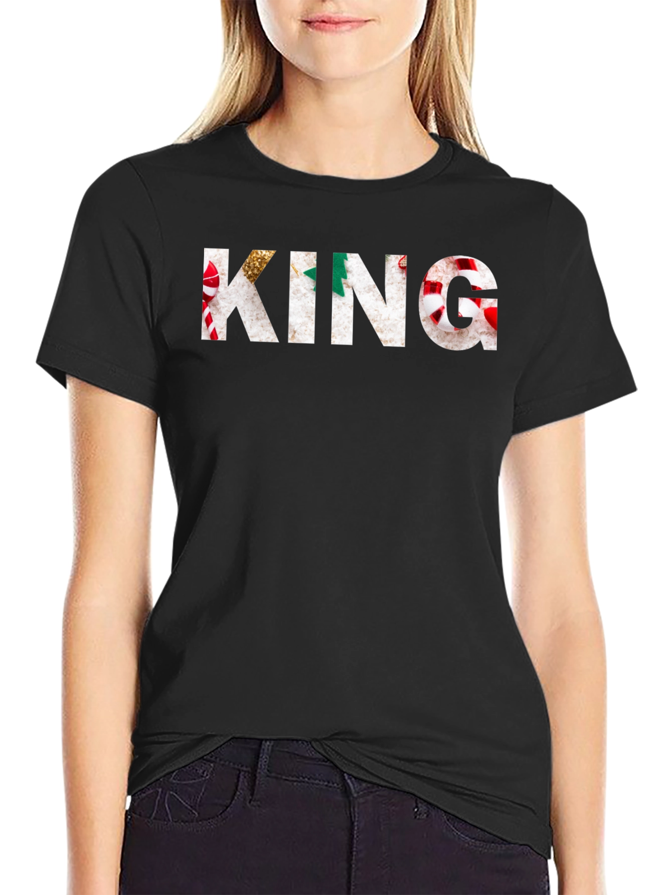 KING Christmas Pattern Graphic T-Shirt