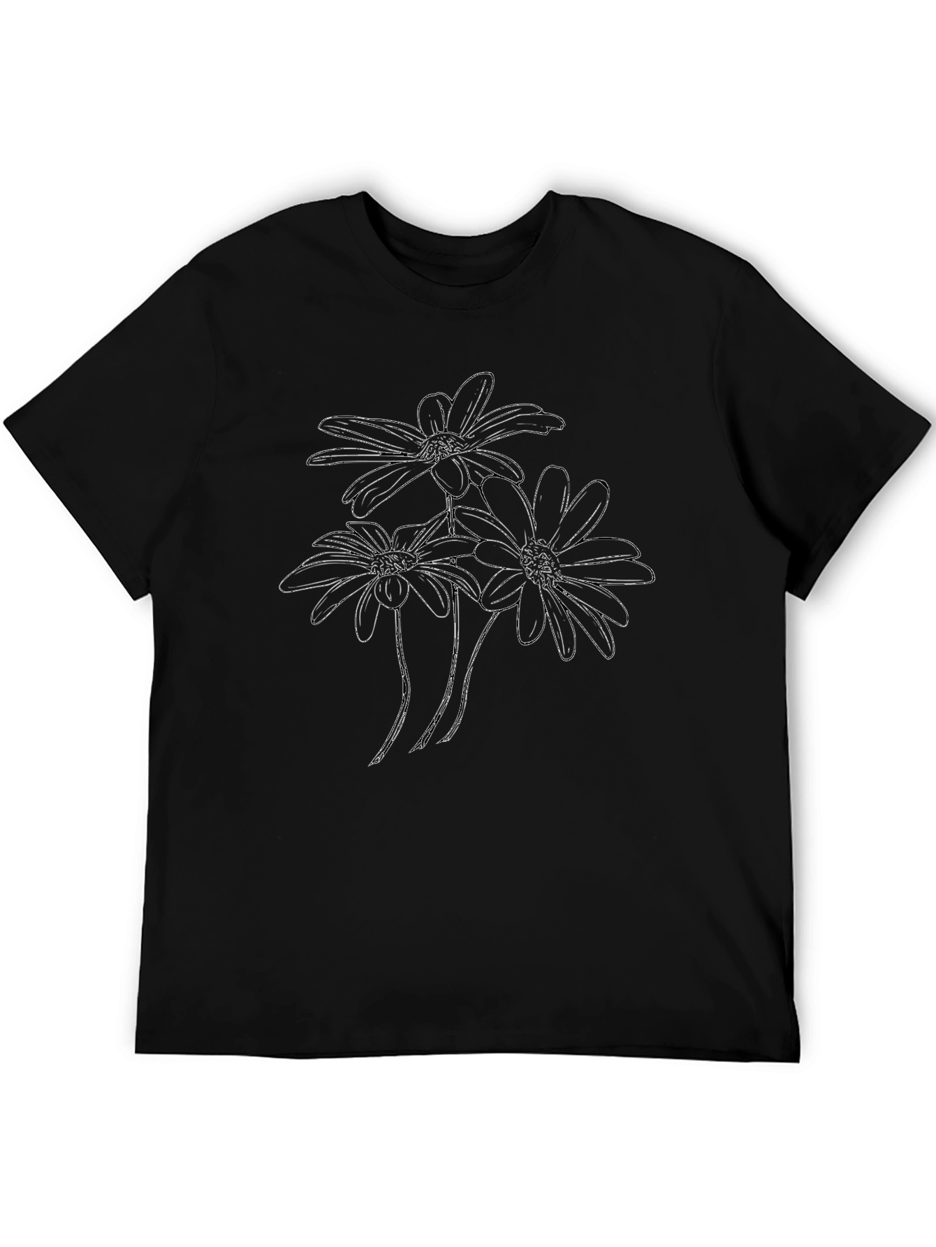 Black Floral Outline Graphic Tee