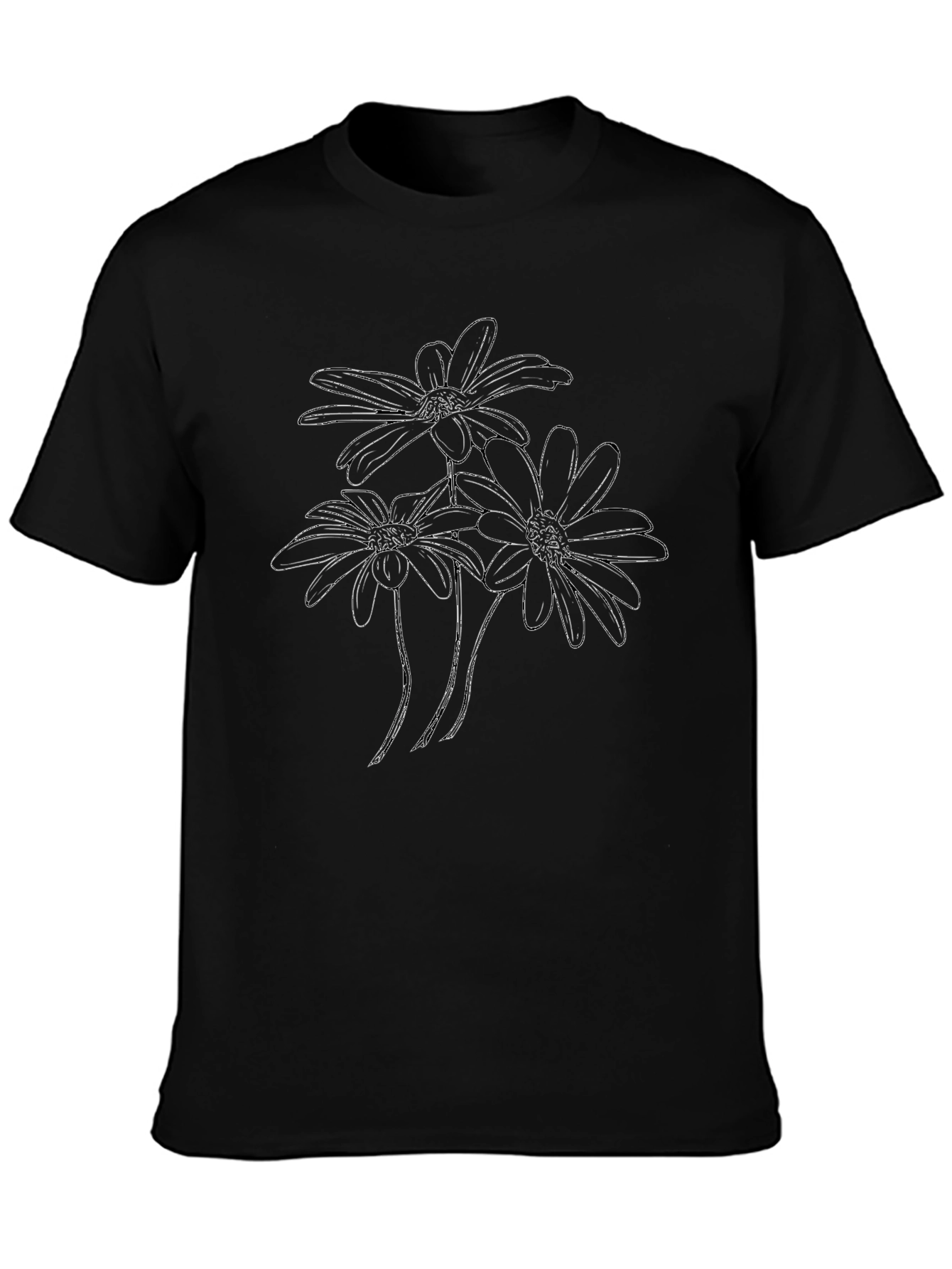 Black Floral Outline Graphic Tee