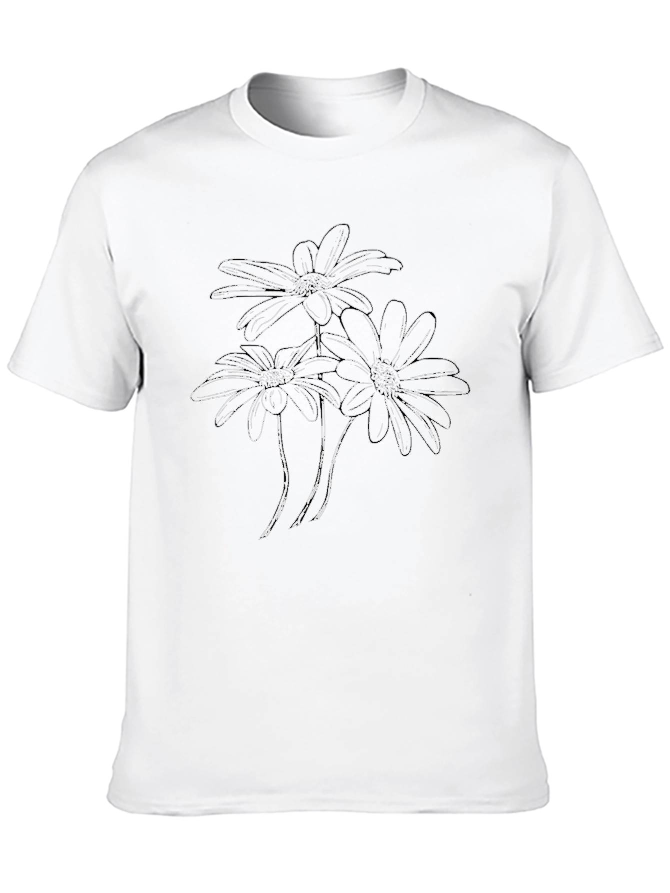 Black Floral Outline Graphic Tee