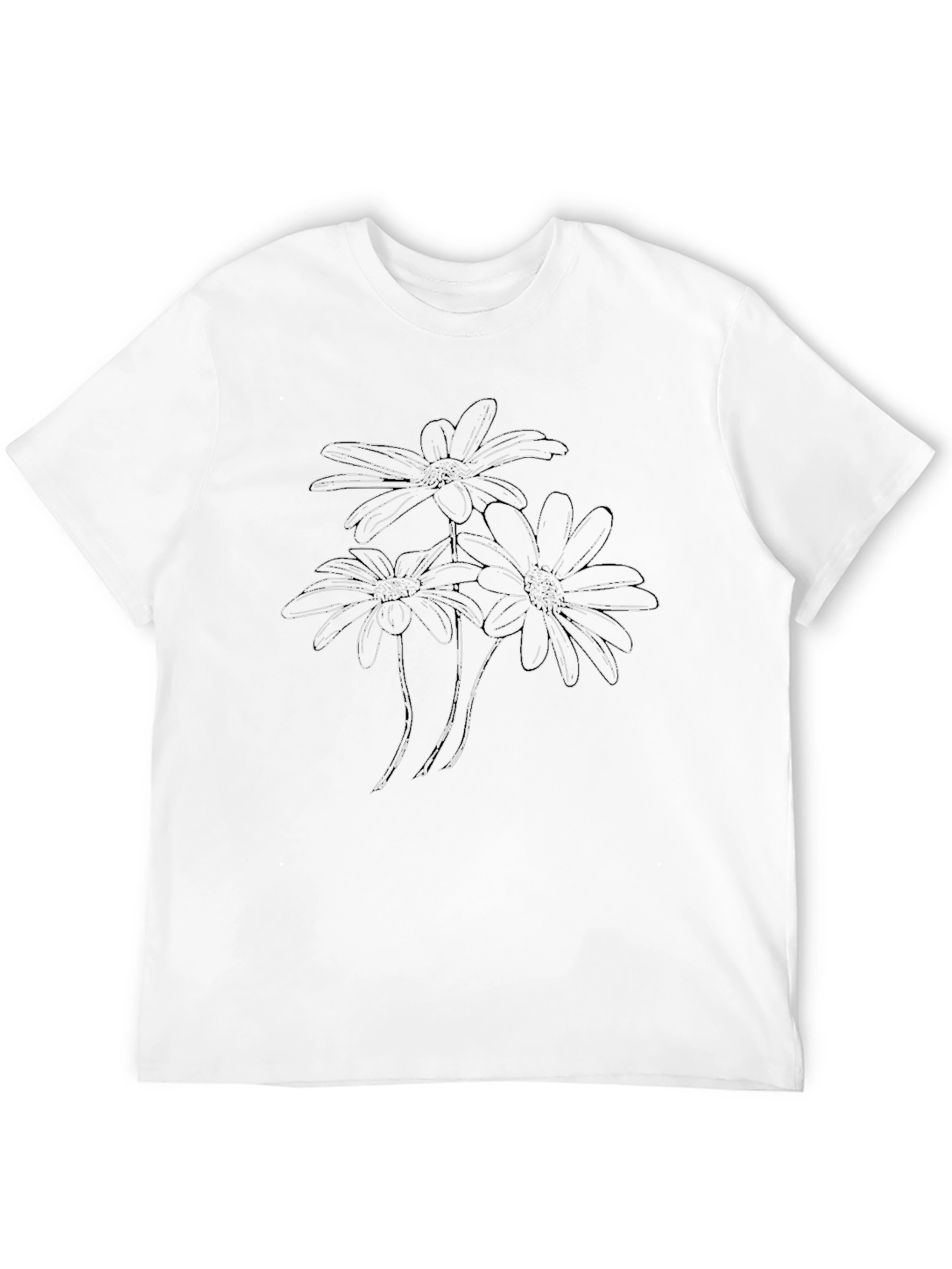 Black Floral Outline Graphic Tee