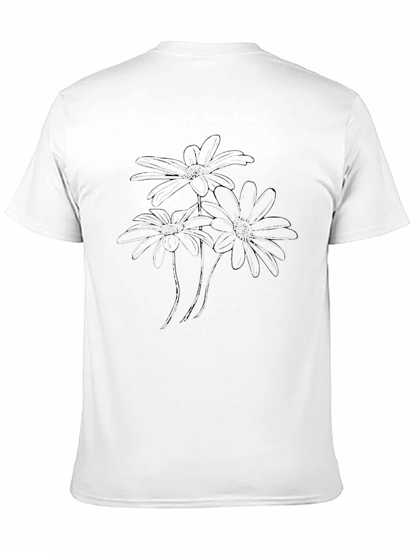 Black Floral Outline Graphic Tee