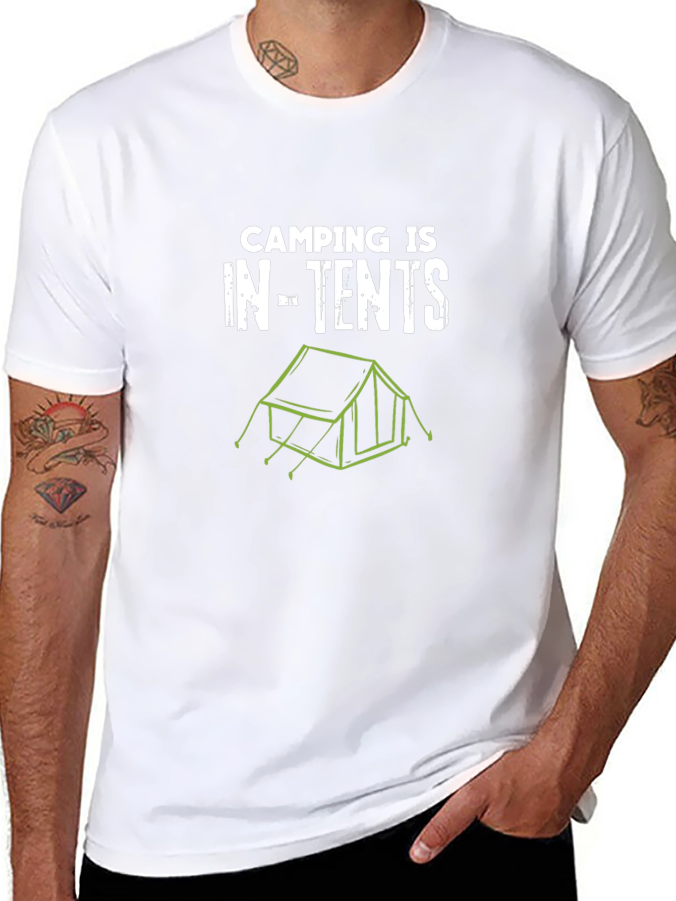 Camping Is In-Tents Black Graphic T-Shirt