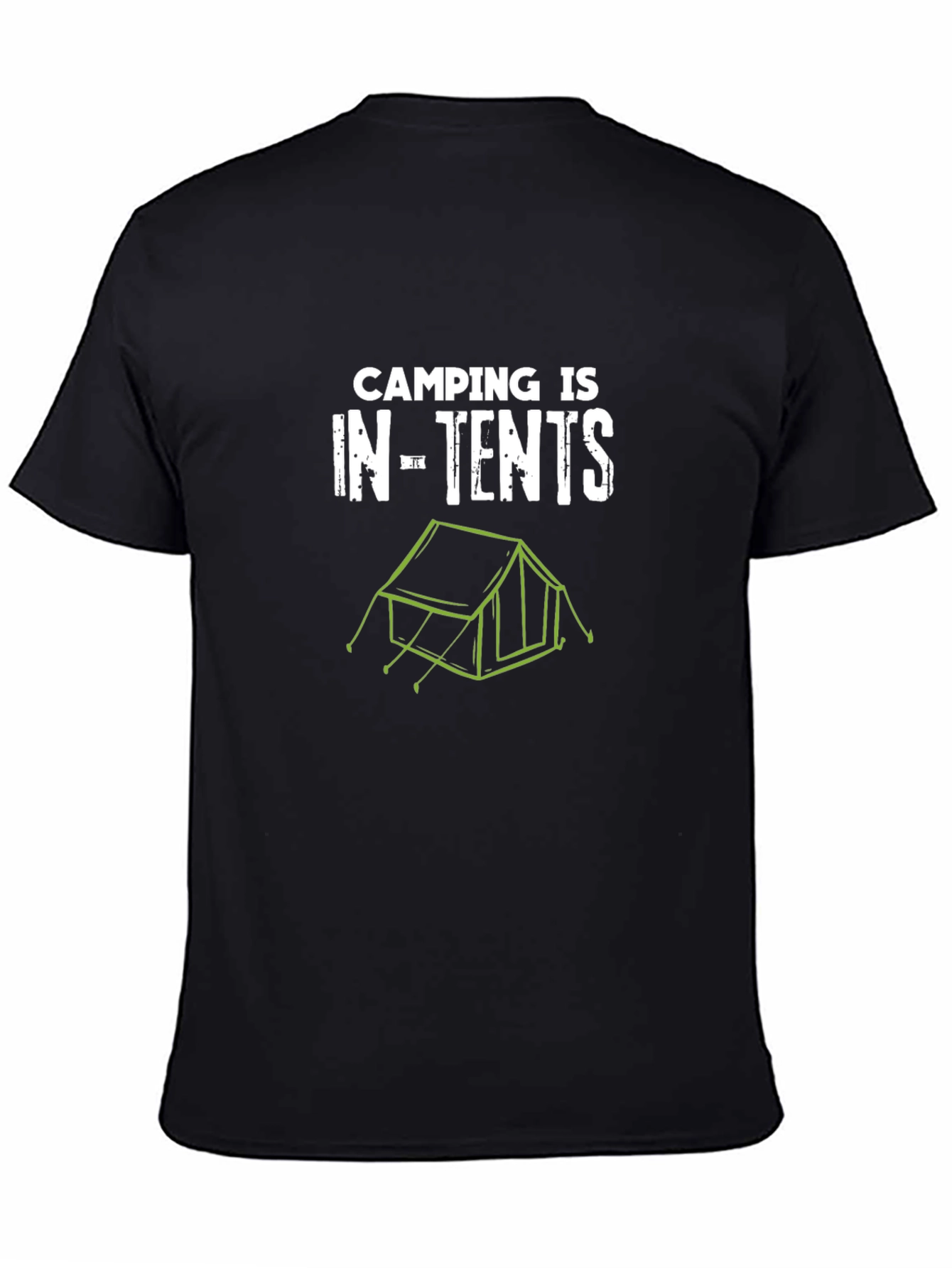 Camping Is In-Tents Black Graphic T-Shirt