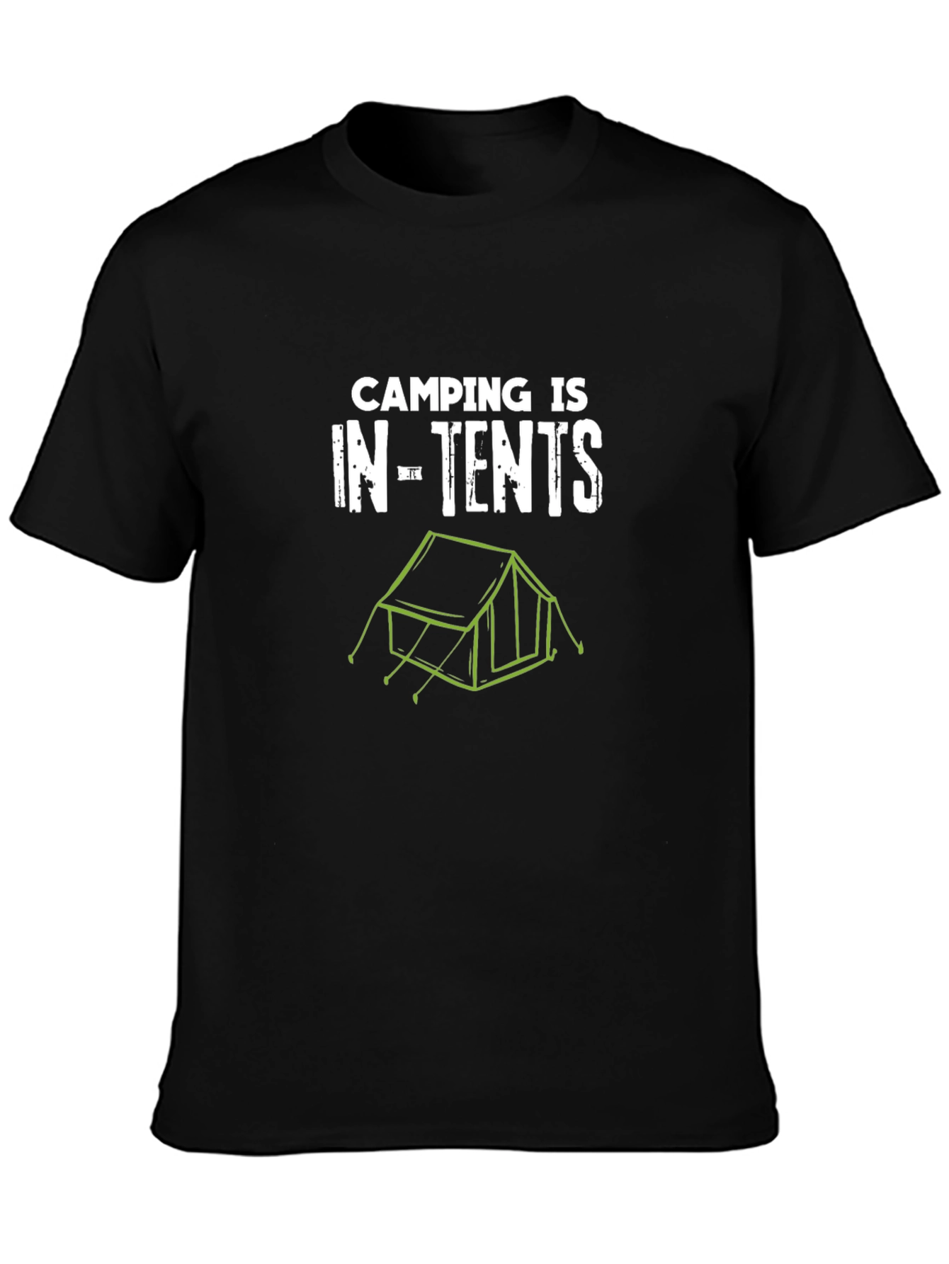 Camping Is In-Tents Black Graphic T-Shirt