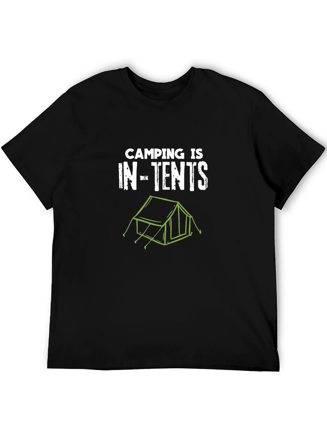 Camping Is In-Tents Black Graphic T-Shirt