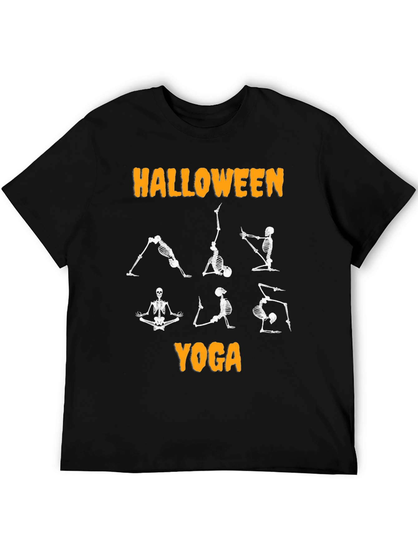 Halloween Yoga Skeleton Black T-Shirt