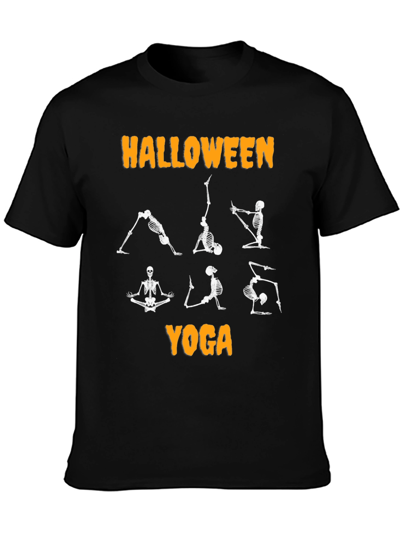 Halloween Yoga Skeleton Black T-Shirt