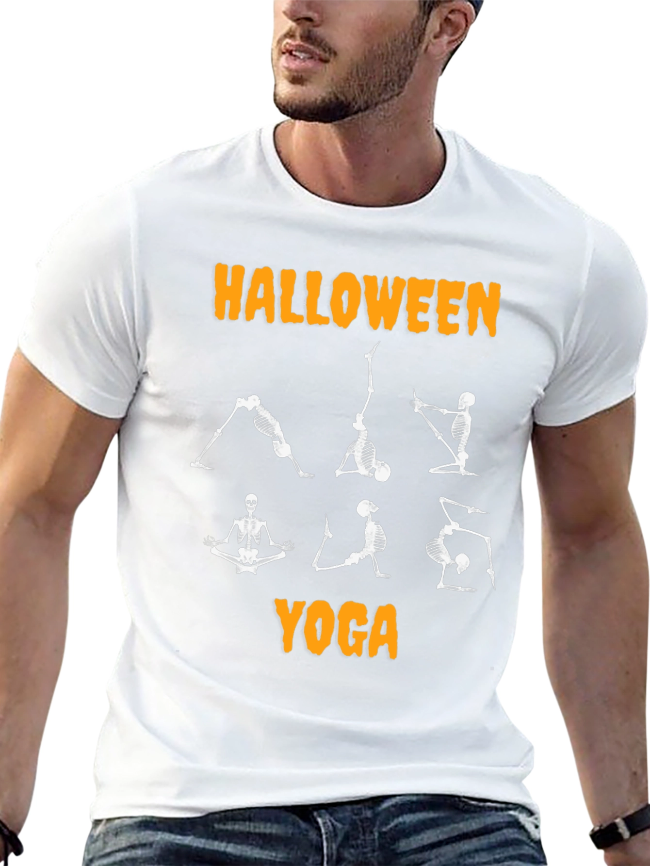 Halloween Yoga Skeleton Black T-Shirt
