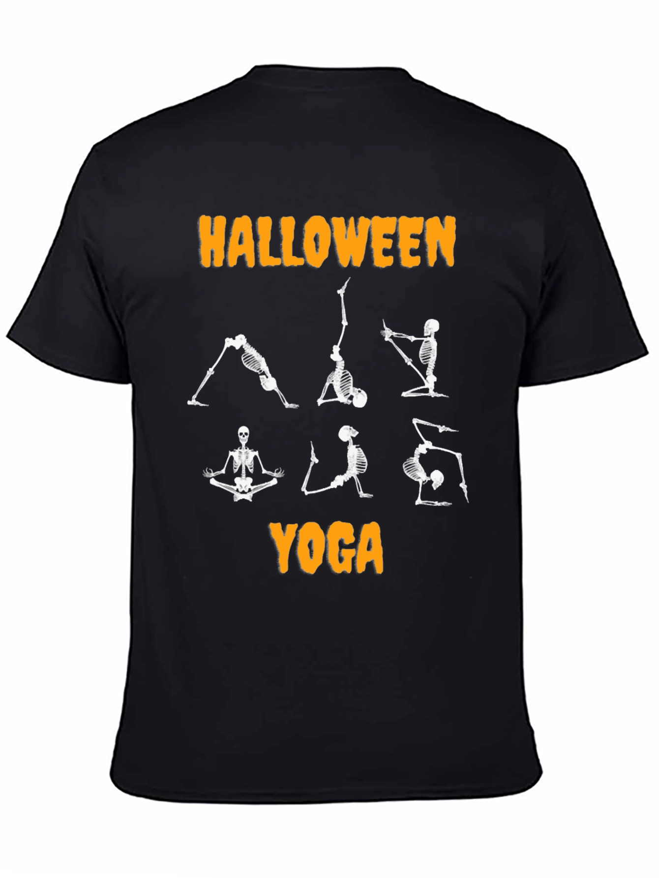 Halloween Yoga Skeleton Black T-Shirt