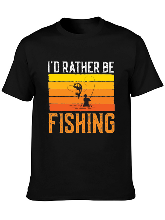 Id Rather Be Fishing Black T-Shirt